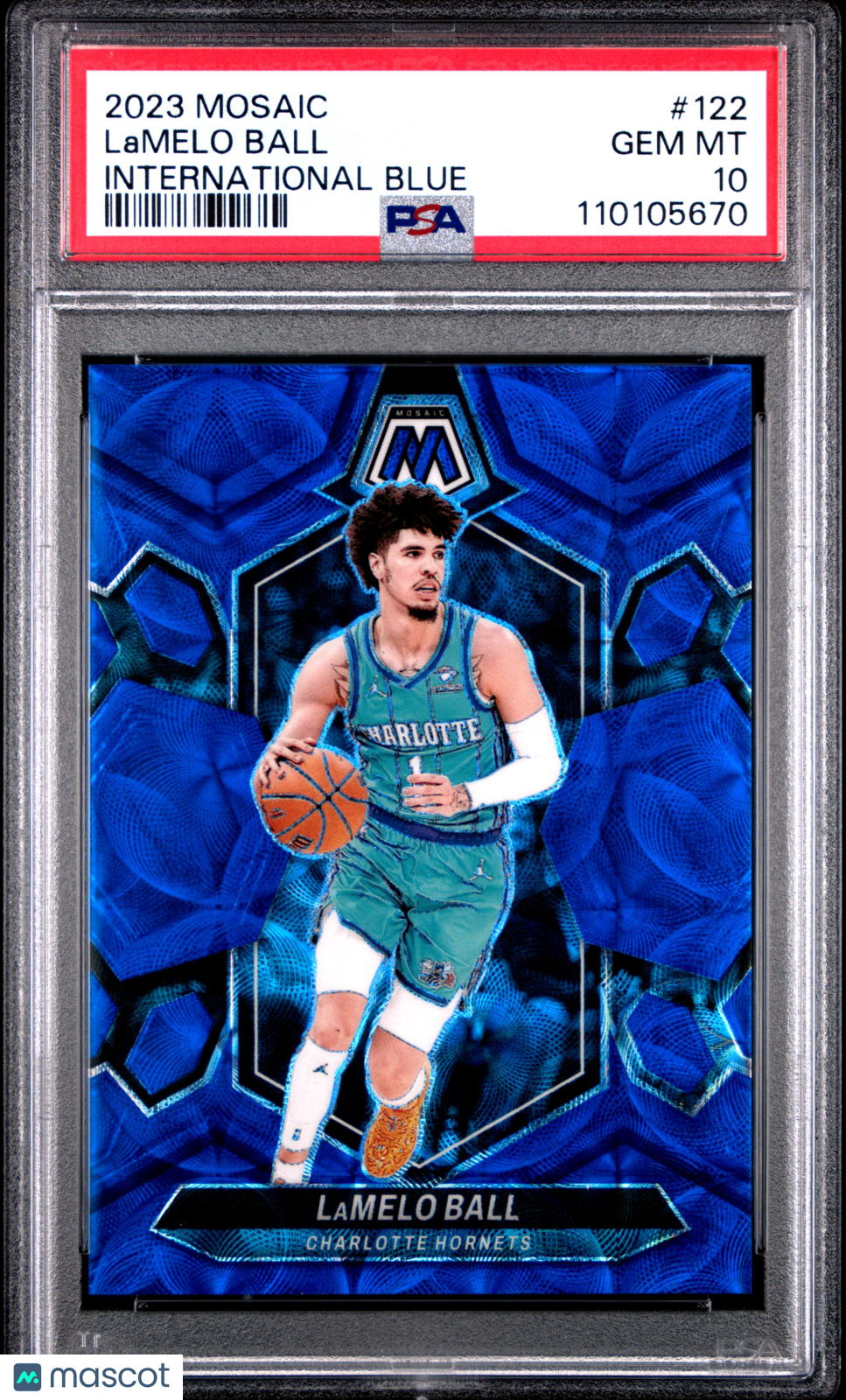 2023 Panini Mosaic Lamelo Ball International Blue 21/25 #122 PSA 10 GEM MINT - Graded Sports Cards