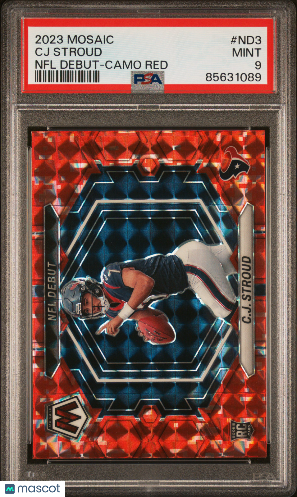 2023 Panini Mosaic NFL Debut CJ Stroud Camo Red Rookie #ND3 PSA 9 Houston Texans - Graded Sports Cards