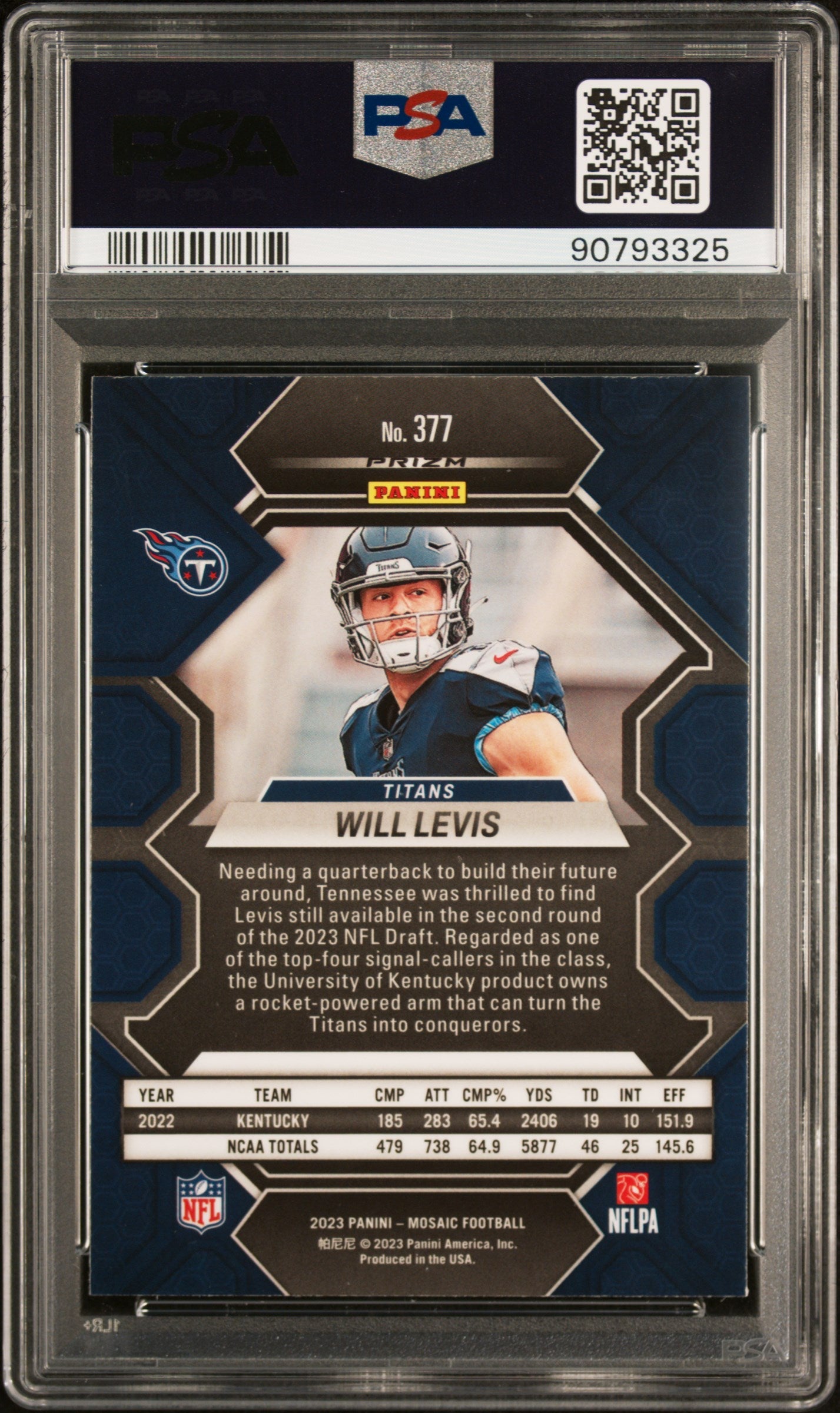 2023 Panini Mosaic Will Levis Reactive Yellow #377 PSA 10 - Graded Sports Cards