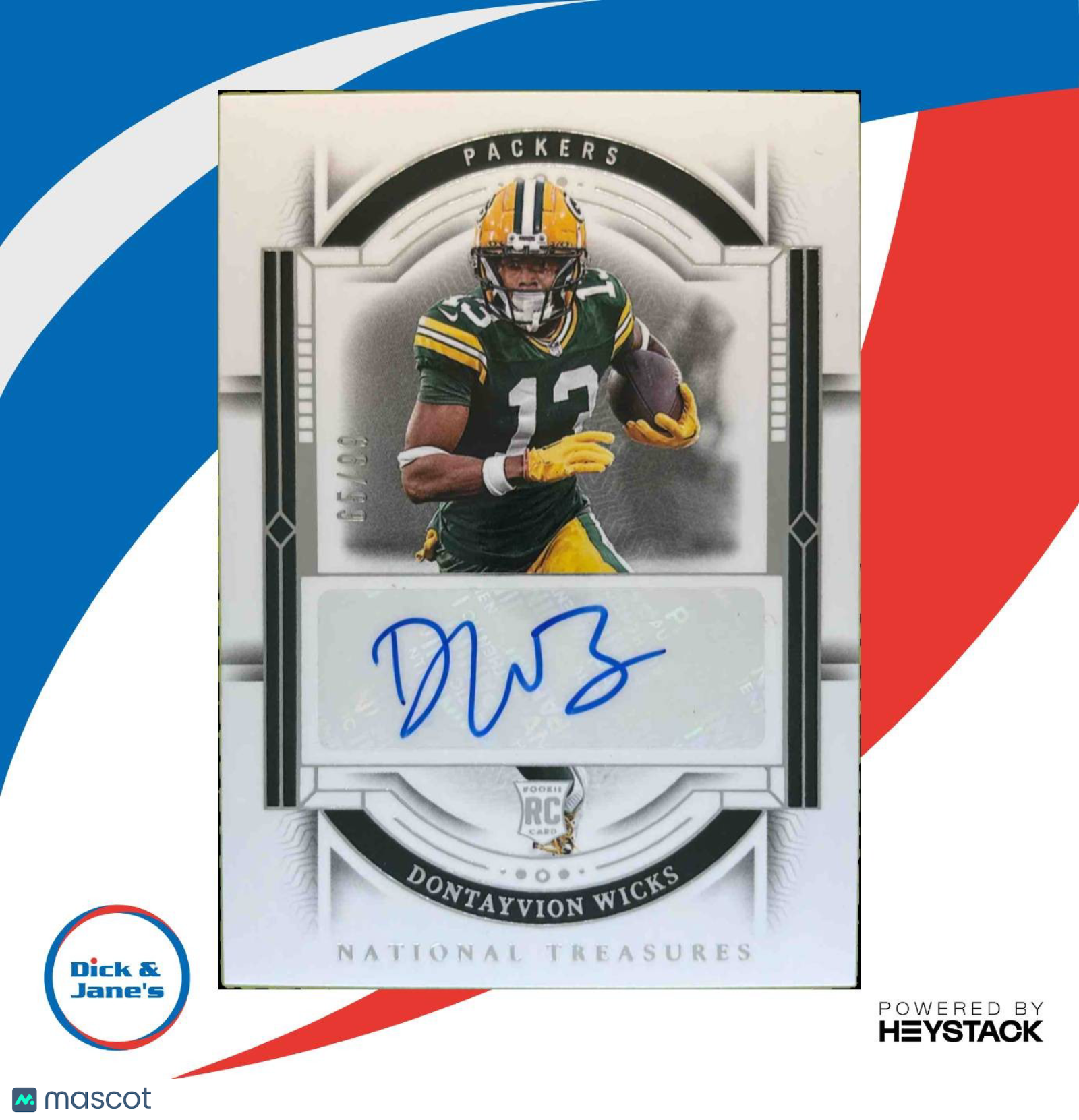2023 Panini National Treasures Dontayvion Wicks /99 #120 Auto RC Packers - Sports Cards