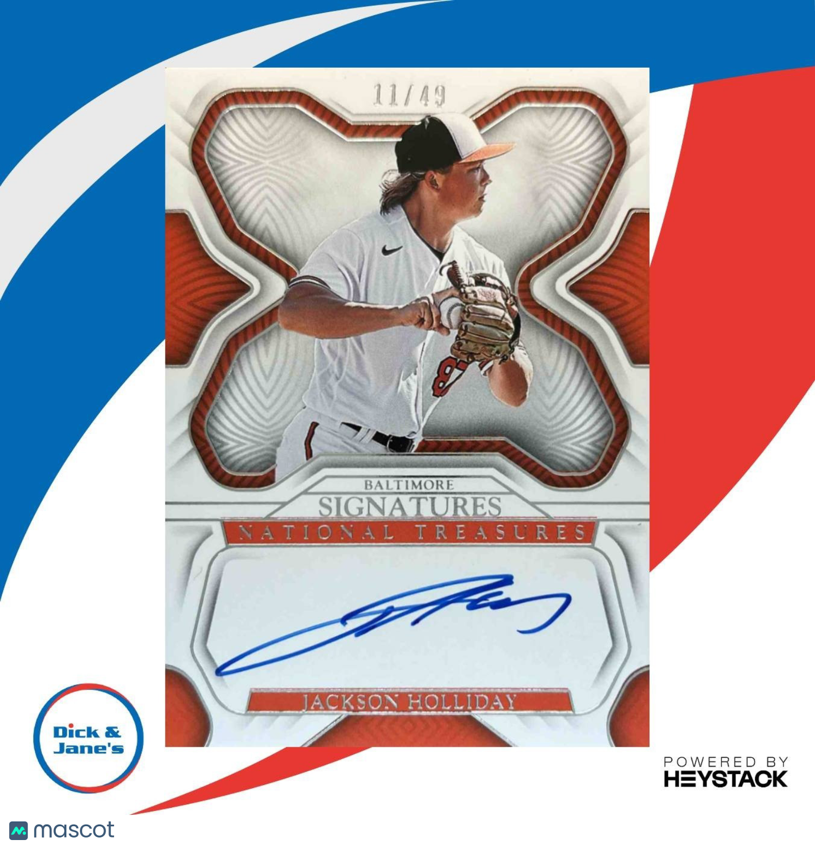 2023 Panini National Treasures Jackson Holliday Signatures Gold 11/49 Orioles - Sports Cards