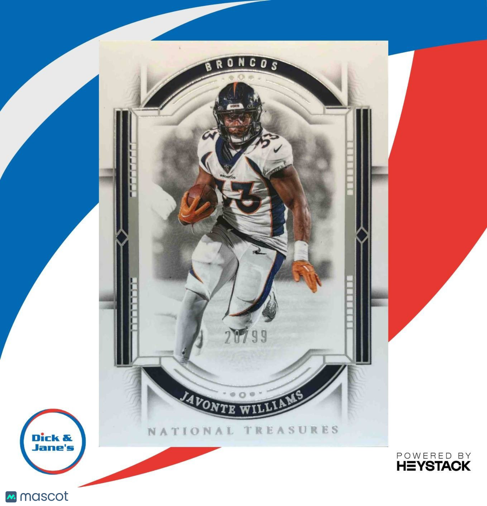 2023 Panini National Treasures Javonte Williams 20/99 #29 Denver Broncos - Sports Cards