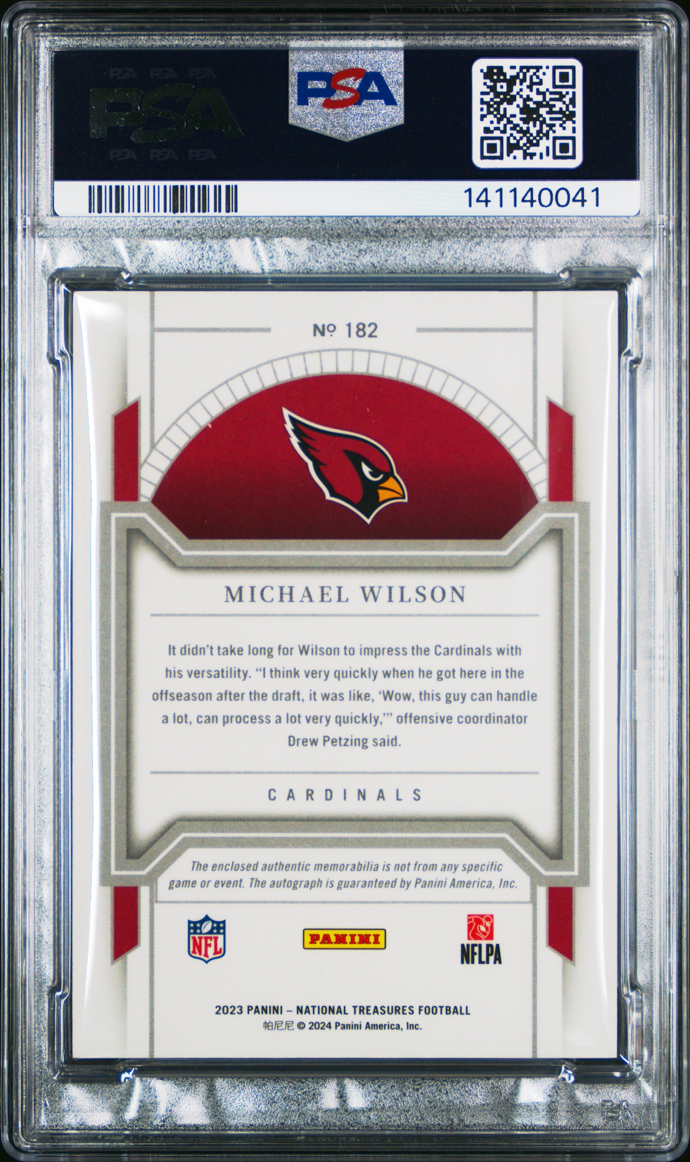 2023 Panini National Treasures Michael Wilson Patch Autograph /99 PSA 9 MINT - Graded Sports Cards