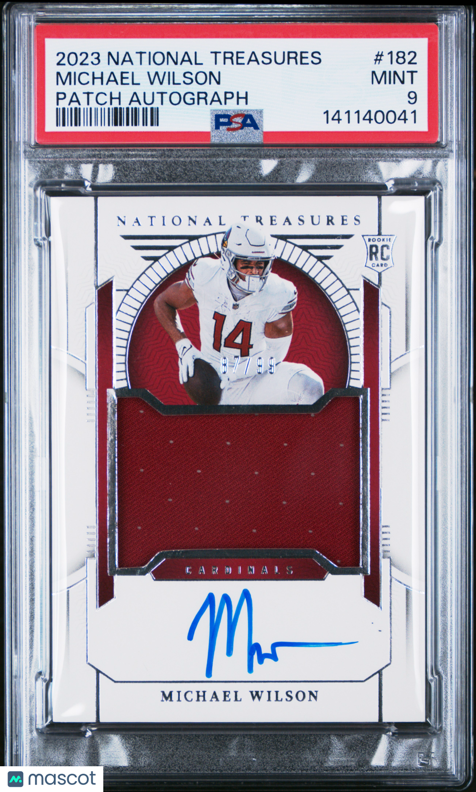 2023 Panini National Treasures Michael Wilson Patch Autograph /99 PSA 9 MINT - Graded Sports Cards