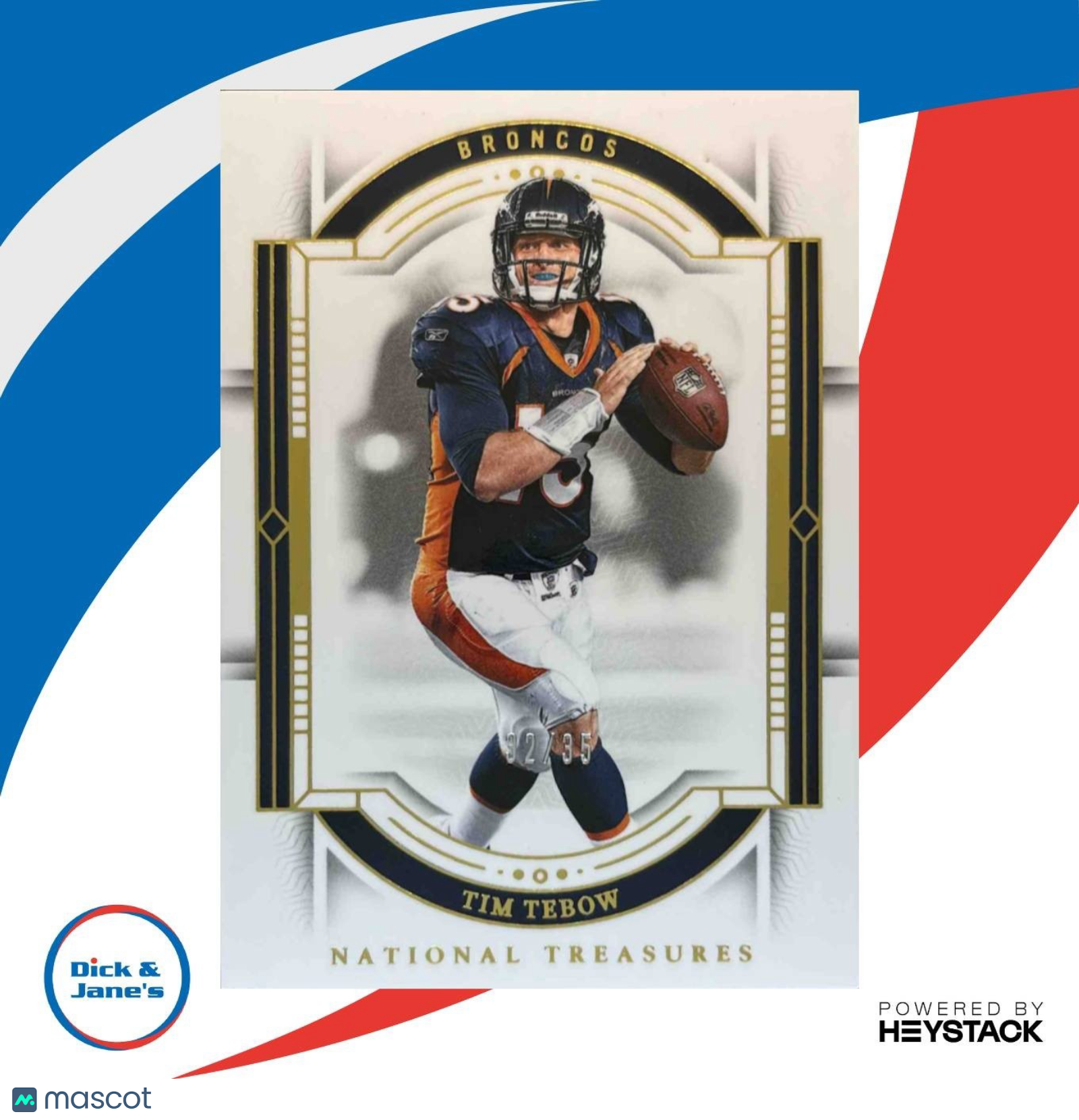 2023 Panini National Treasures Tim Tebow Gold 32/35 #31 Denver Broncos - Sports Cards