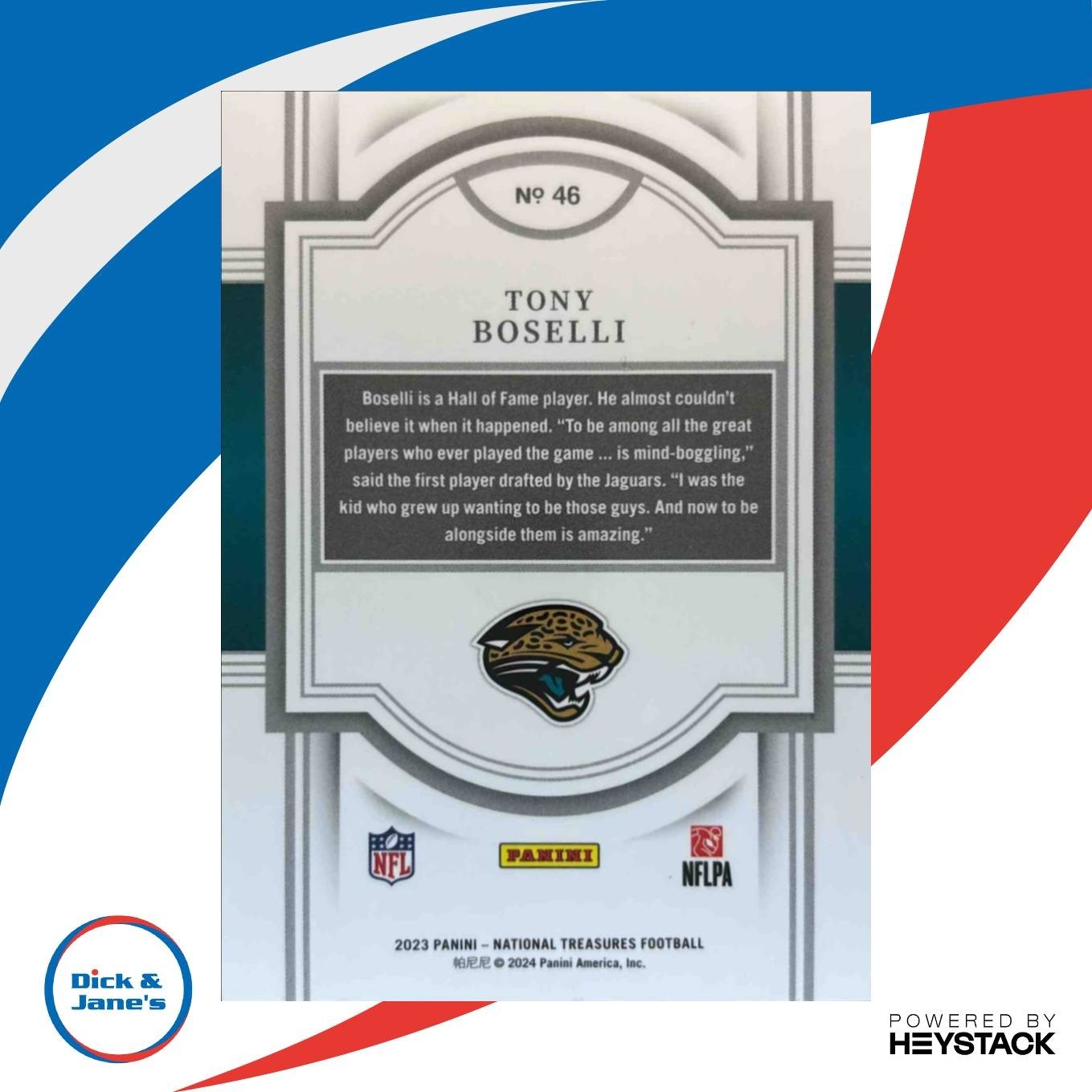 2023 Panini National Treasures Tony Boselli 14/99 #46 Jacksonville Jaguars - Sports Cards