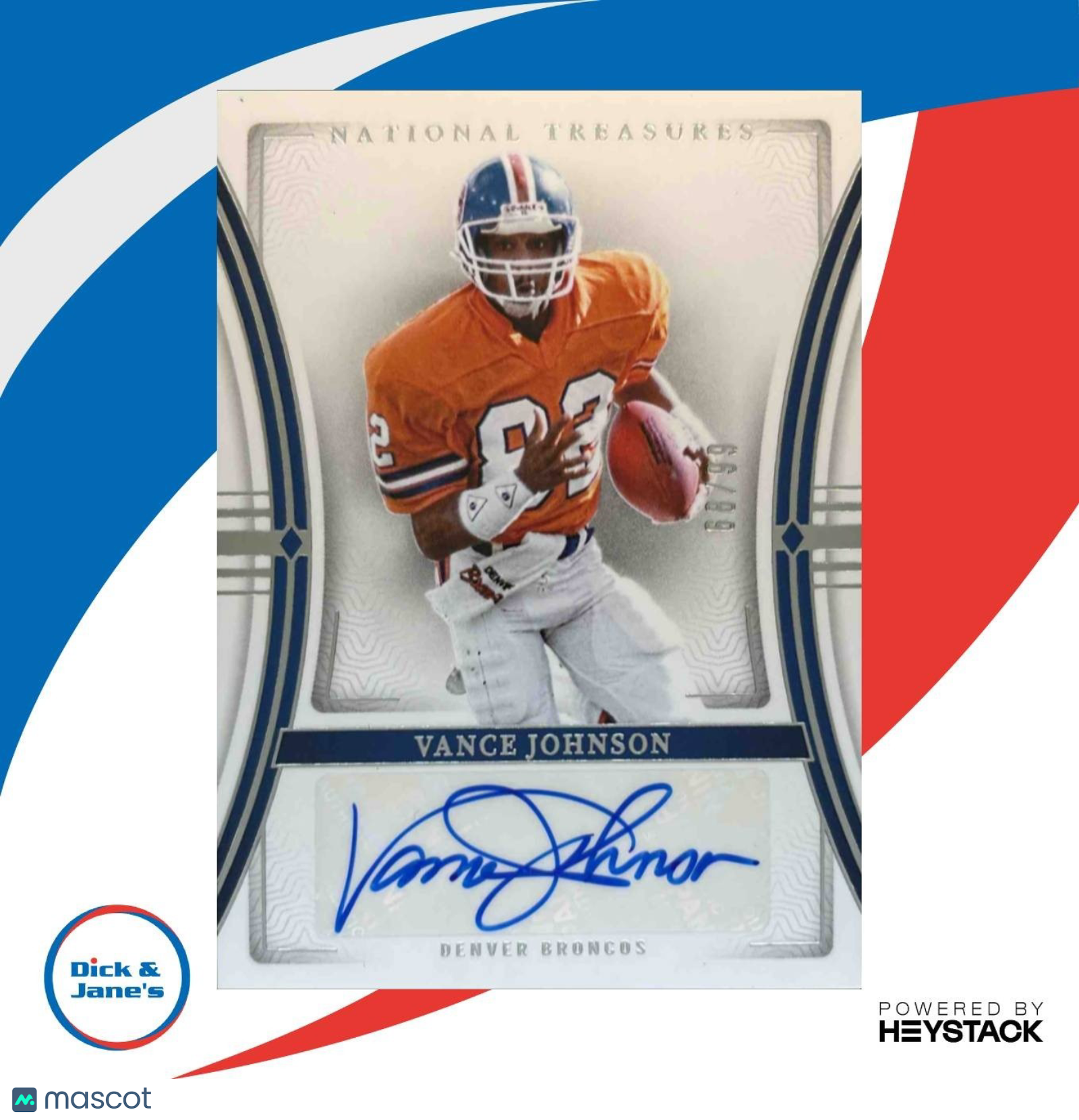 2023 Panini National Treasures Vance Johnson Signatures /99 Auto Denver Broncos - Sports Cards