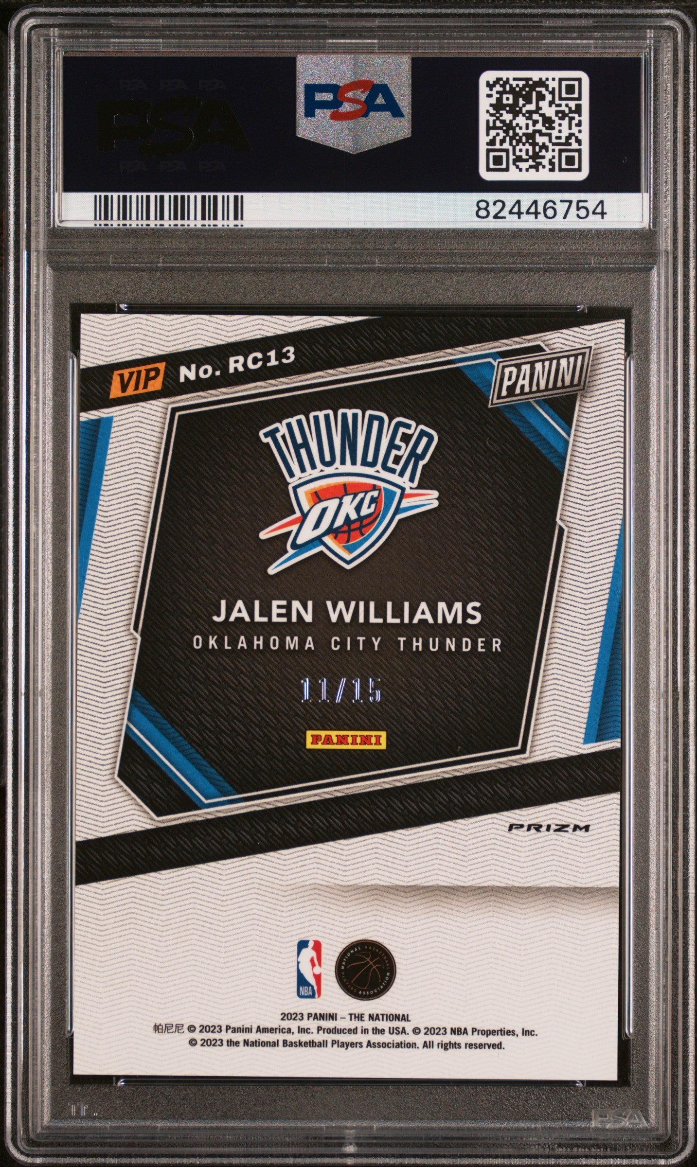 2023 Panini National Vip Gold Jalen Williams Red White Blue /15 #RC13 PSA 10 - Graded Sports Cards
