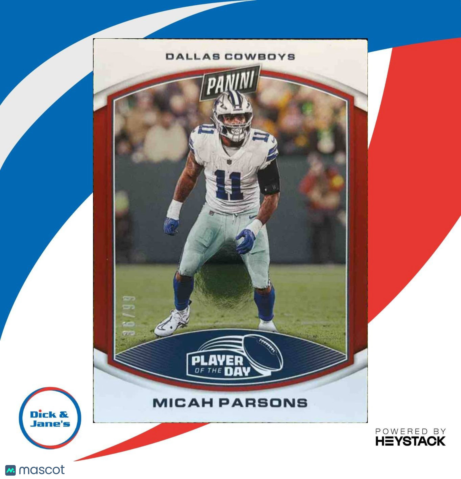 2023 Panini NFL Player of the Day Micah Parsons Red /99 #4 Dallas Cowboys - Sports Cards