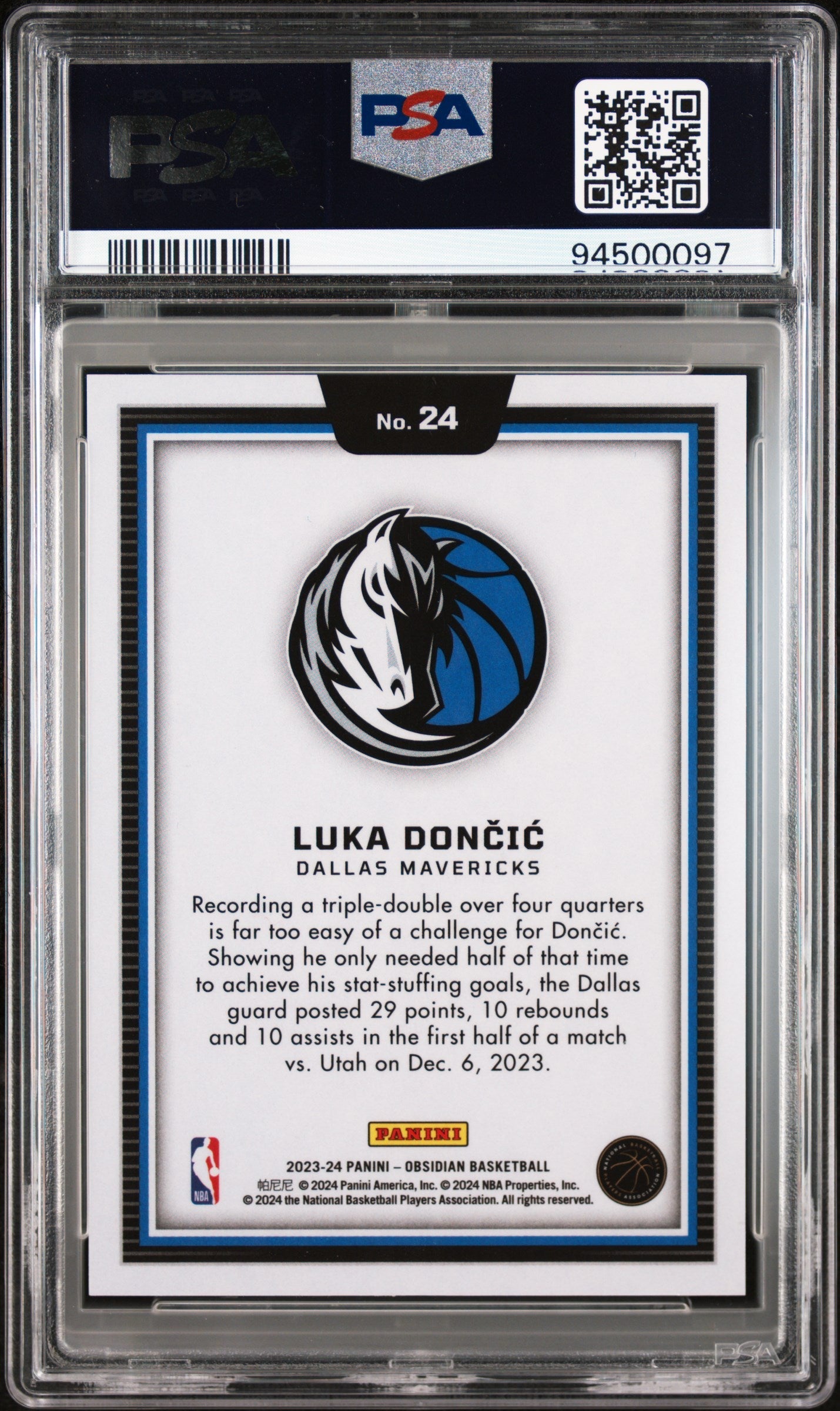 2023 Panini Obsidian Black Color Blast Luka Doncic #24