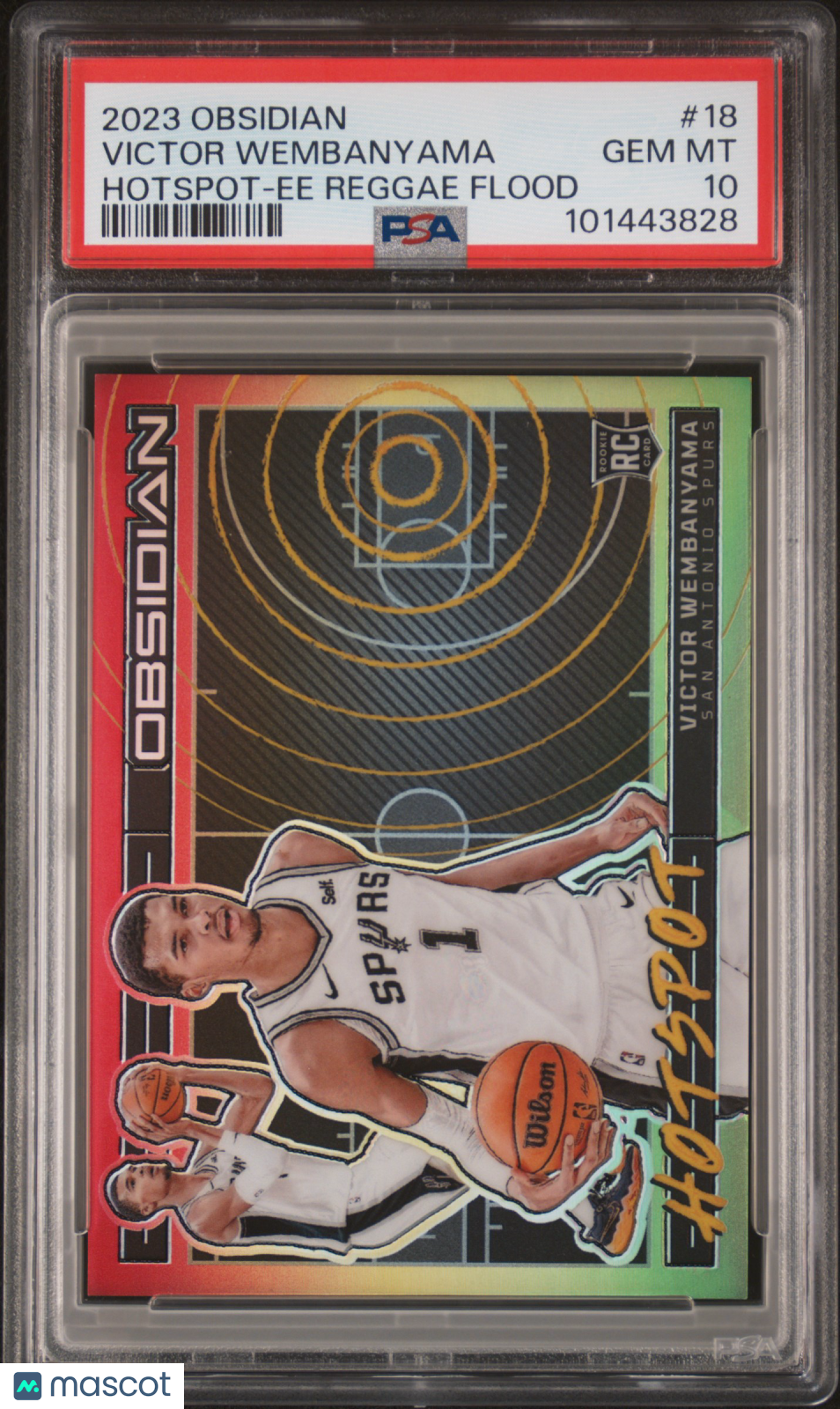 2023 Panini Obsidian Hotspot Victor Wembanyama Reggae Flood /60 #18 PSA 10 Spurs - Graded Sports Cards