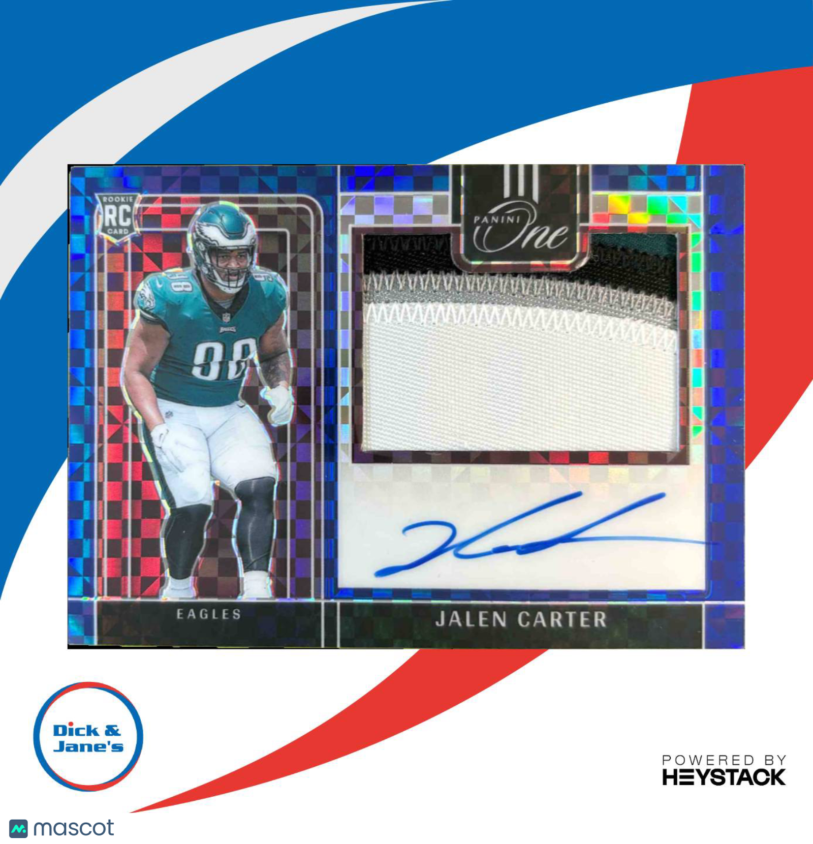 2023 Panini One Jalen Carter Blue /75 #303 Precision Rookie Patch Auto Eagles - Sports Cards
