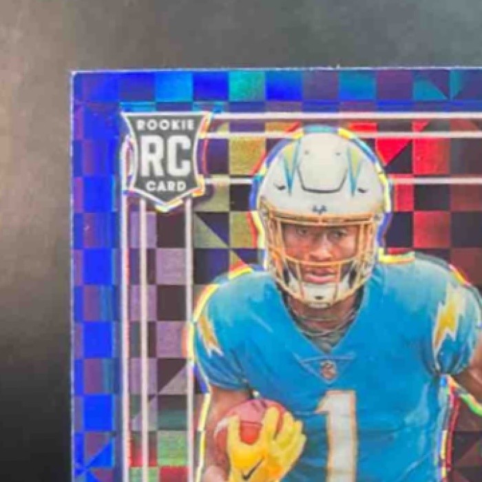 2023 Panini One Quentin Johnston Blue /75 #308 Rookie Patch Auto MEM RC Chargers - Sports Cards