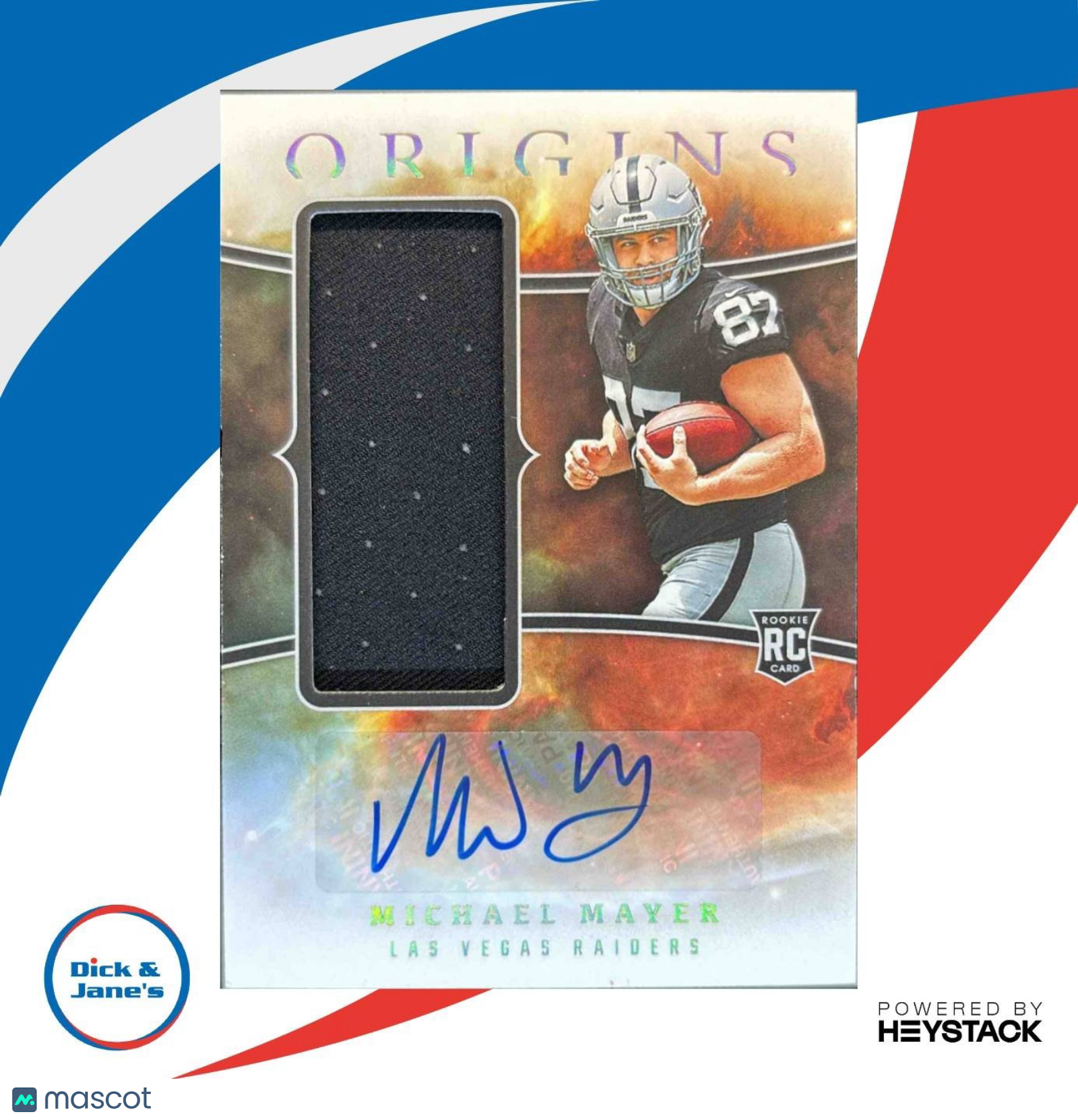 2023 Panini Origins Michael Mayer Rookie Jumbo Jersey Auto RC Las Vegas Raiders - Sports Cards