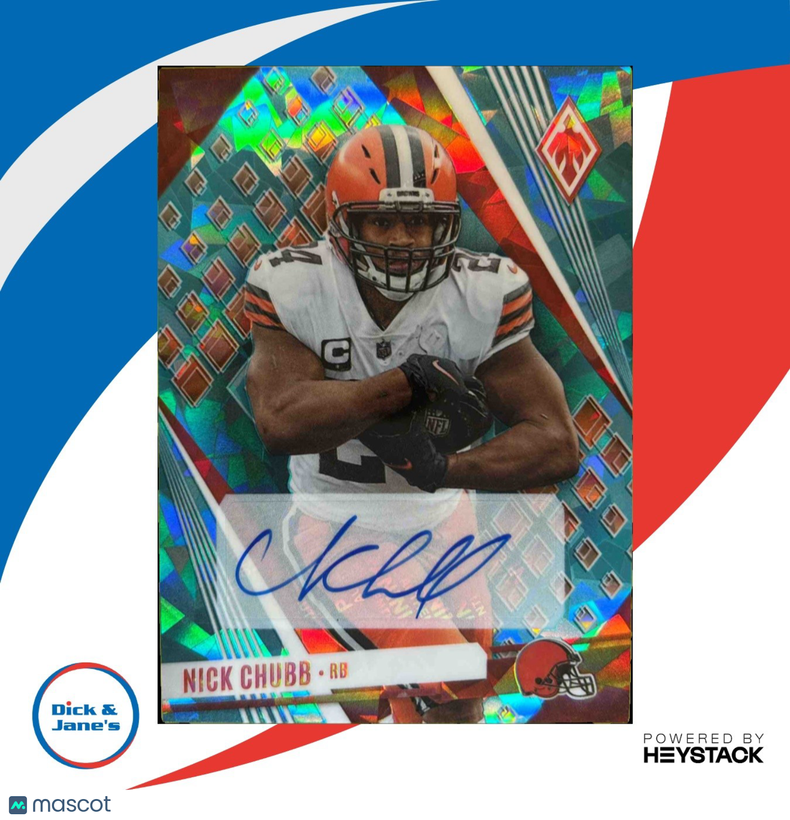 2023 Panini Phoenix Nick Chubb Auto Blue Ice 23/25 #49b SP VAR Cleveland Browns - Sports Cards