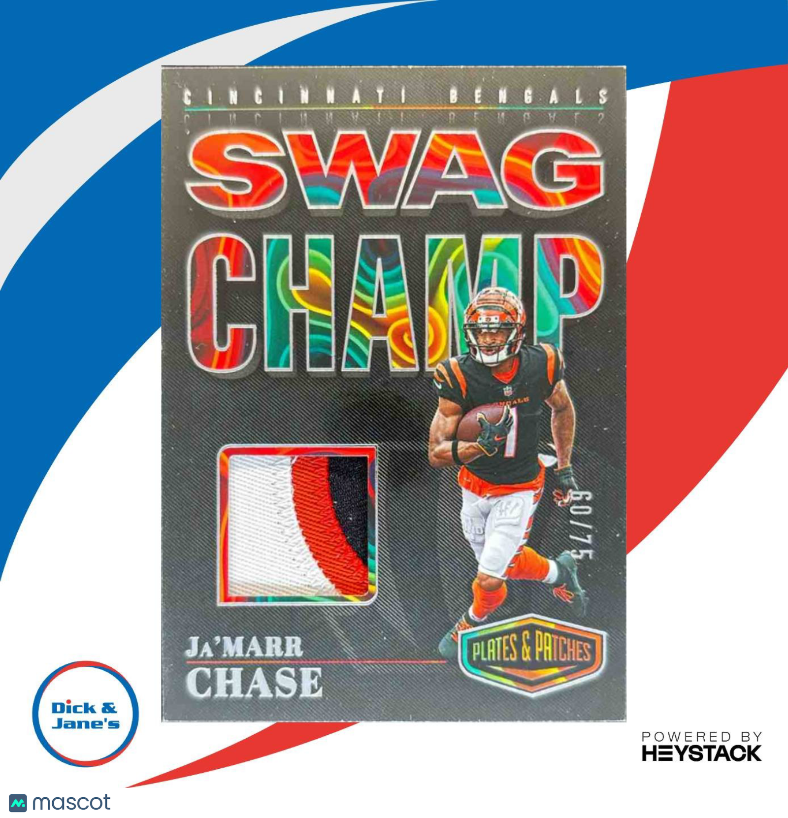 2023 Panini Plates & Patches Ja’Marr Chase Swag Champ /75 Cincinnati Bengals - Sports Cards