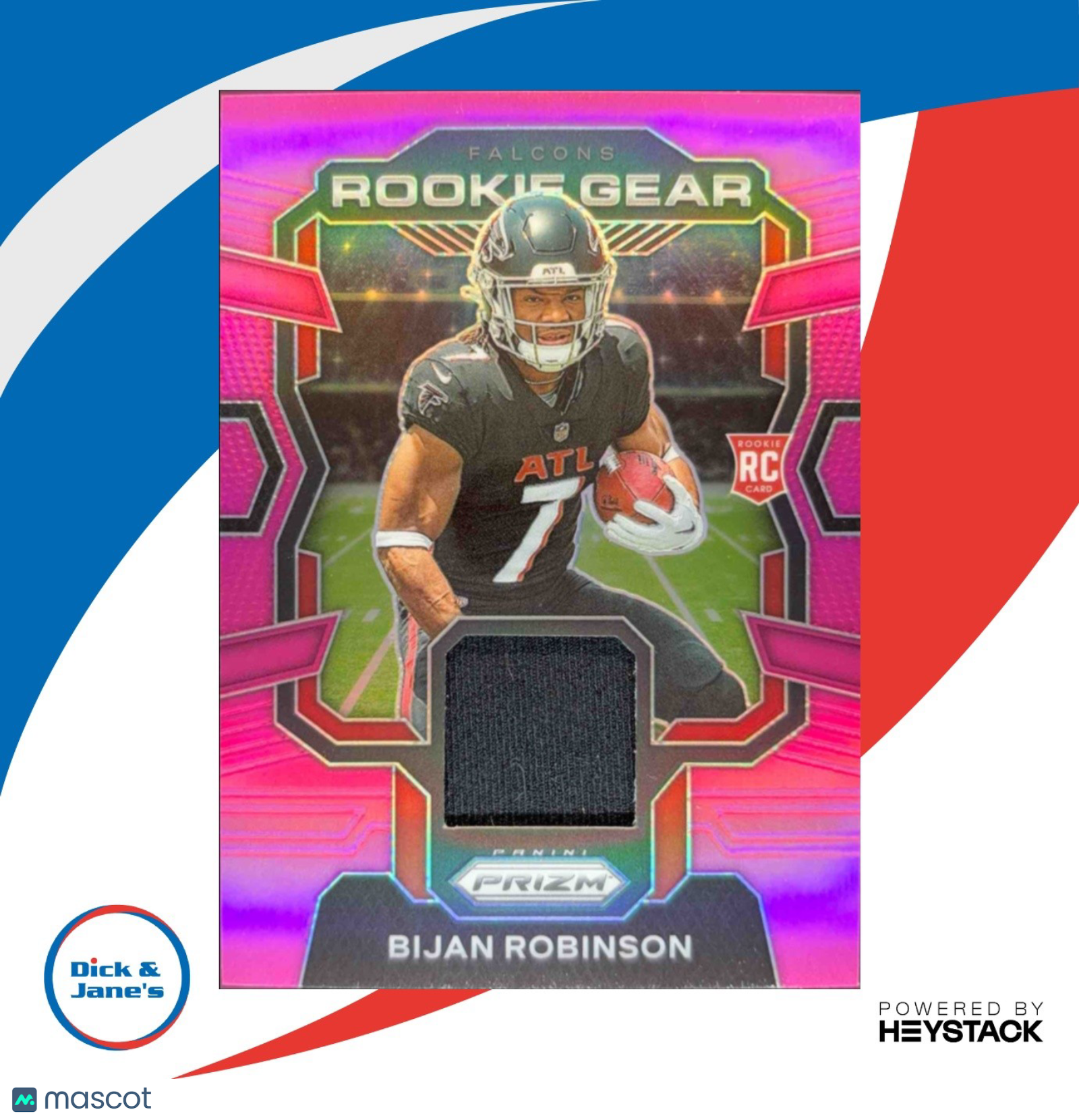 2023 Panini Prizm Bijan Robinson Rookie Gear Pink #RG-BR MEM RC Atlanta Falcons - Sports Cards