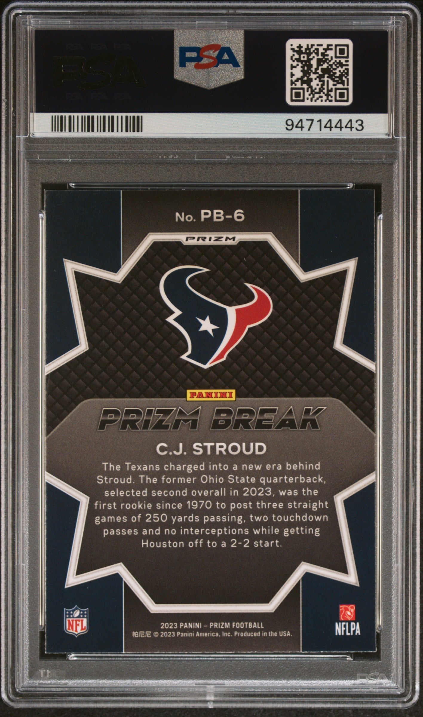 2023 Panini Prizm Prizm Break CJ Stroud Green #PB6 PSA 10 GEM MINT - Graded Sports Cards