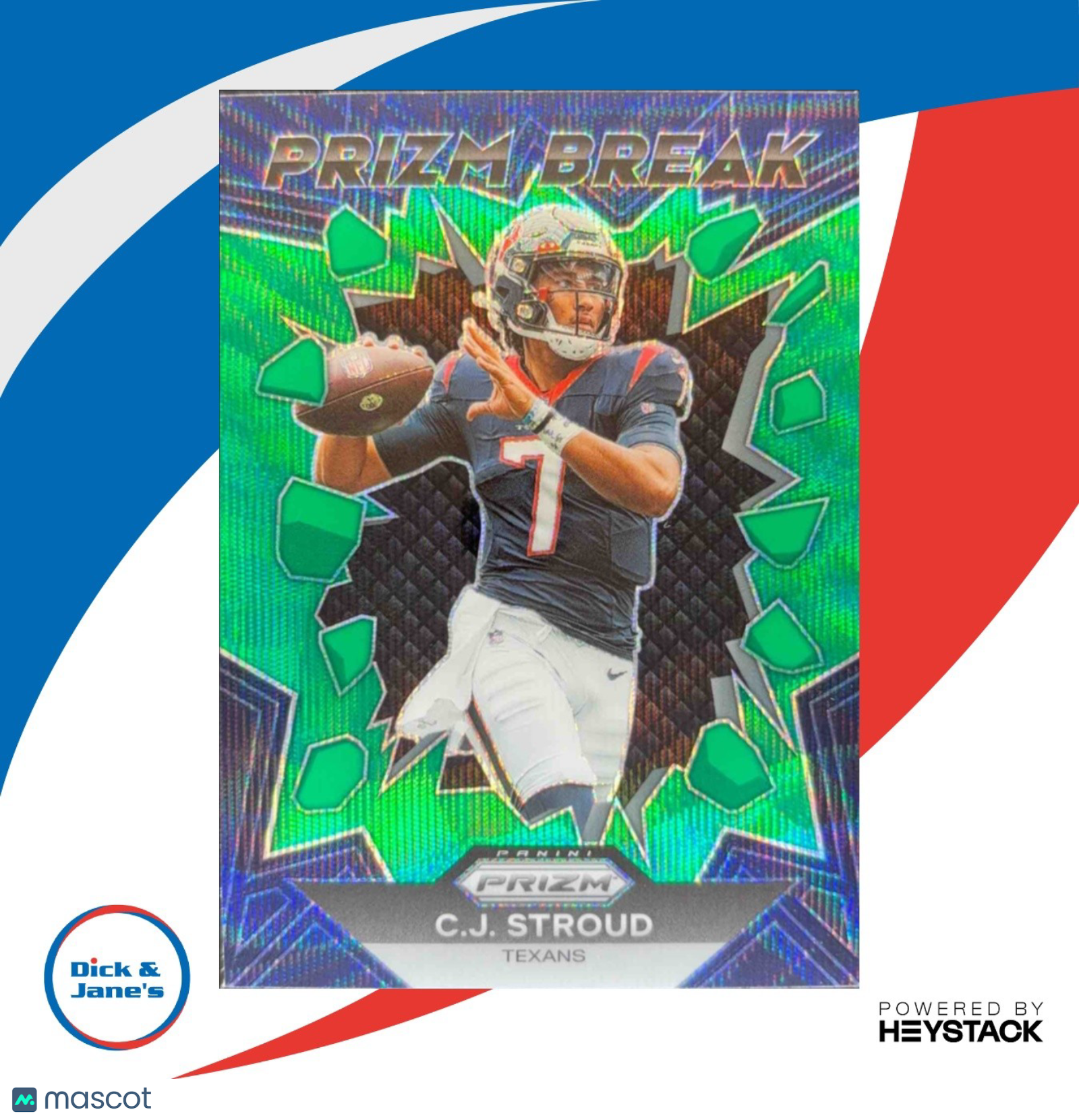 2023 Panini Prizm C.J. Stroud Break Prizms Green Wave #PB-6 RC Houston Texans - Sports Cards