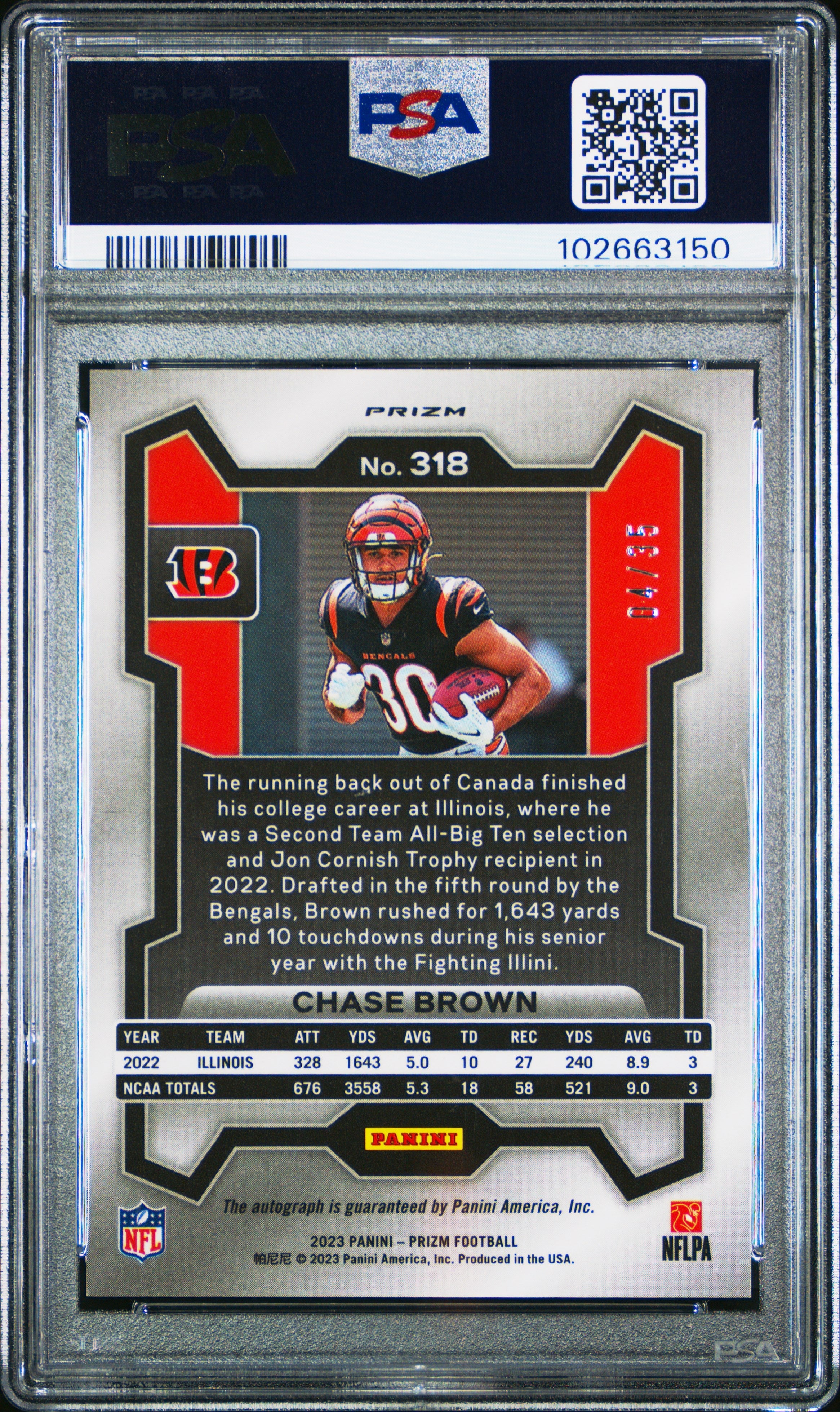 2023 Panini Prizm Chase Brown Autograph Red Shimmer
