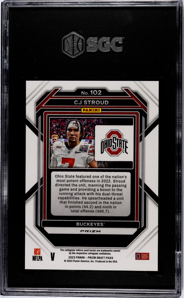 2023 Panini Prizm Draft Picks CJ Stroud Silver Variation Rookie #102 SGC 10 - Graded Sports Cards