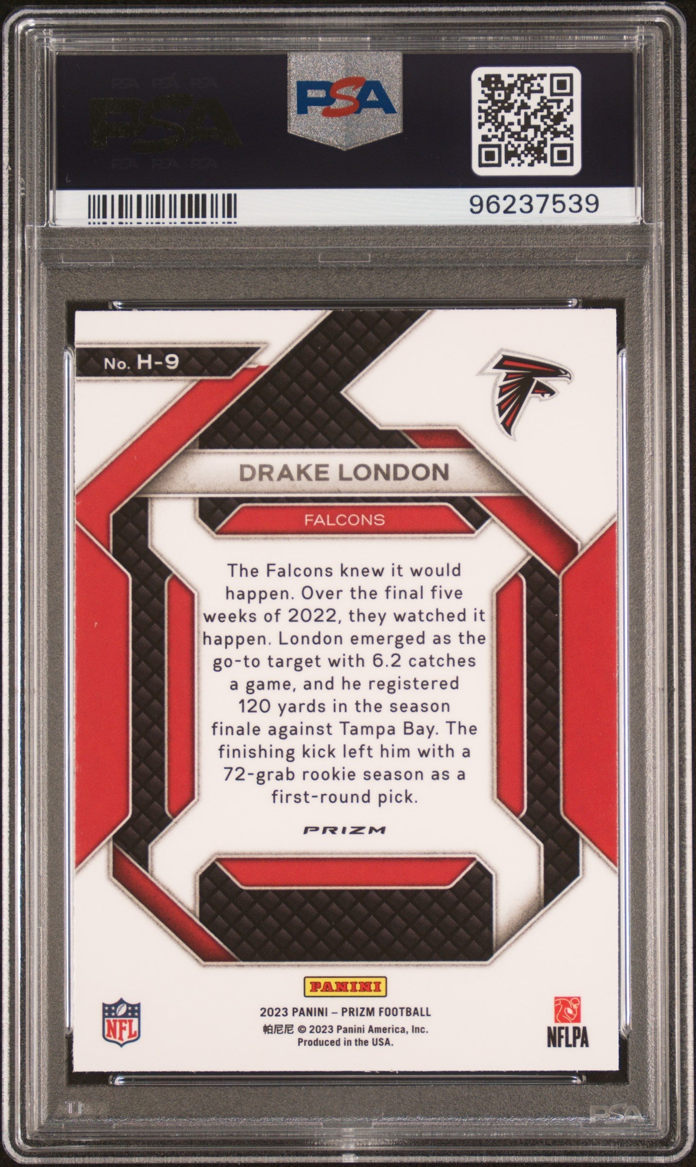 2023 Panini Prizm Emergent Drake London Green Wave #H9 PSA 8 - Graded Sports Cards
