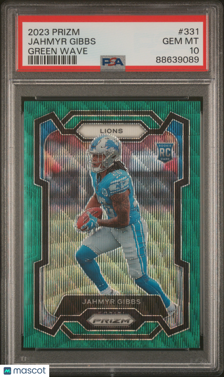 2023 Panini Prizm Jahmyr Gibbs Green Wave Rookie PSA 10 GEM MINT Detroit Lions Graded Sports Cards