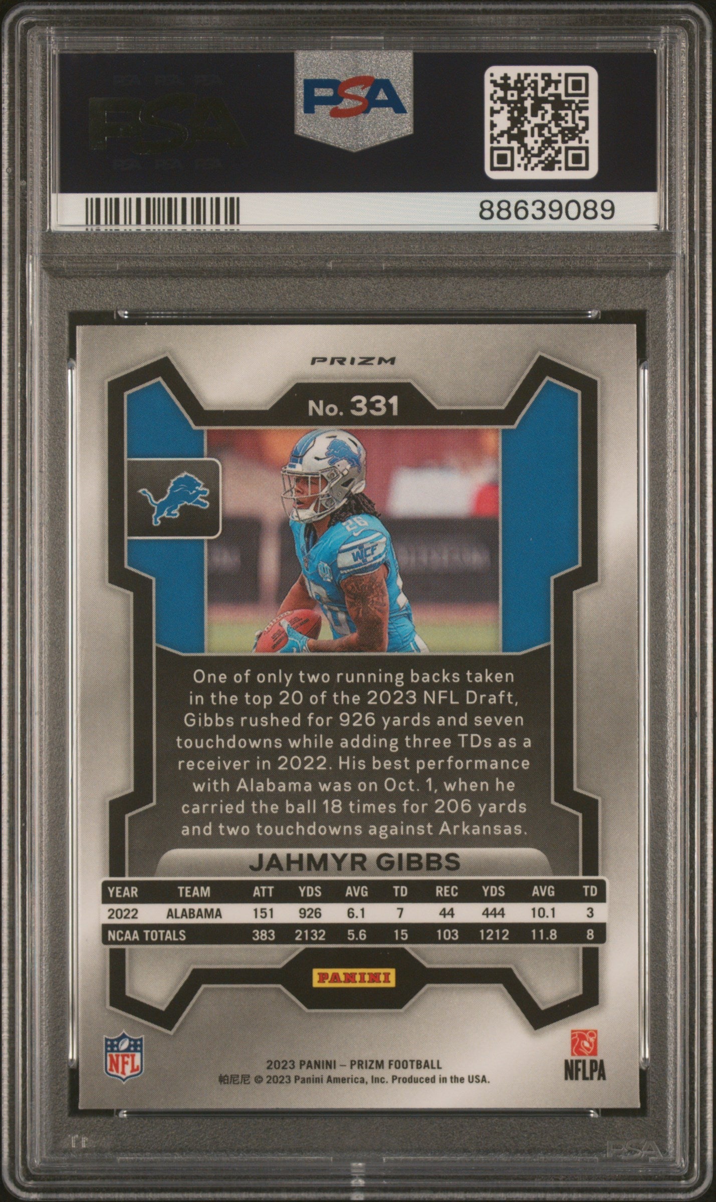 2023 Panini Prizm Jahmyr Gibbs Green Wave Rookie PSA 10 GEM MINT Detroit Lions Graded Sports Cards