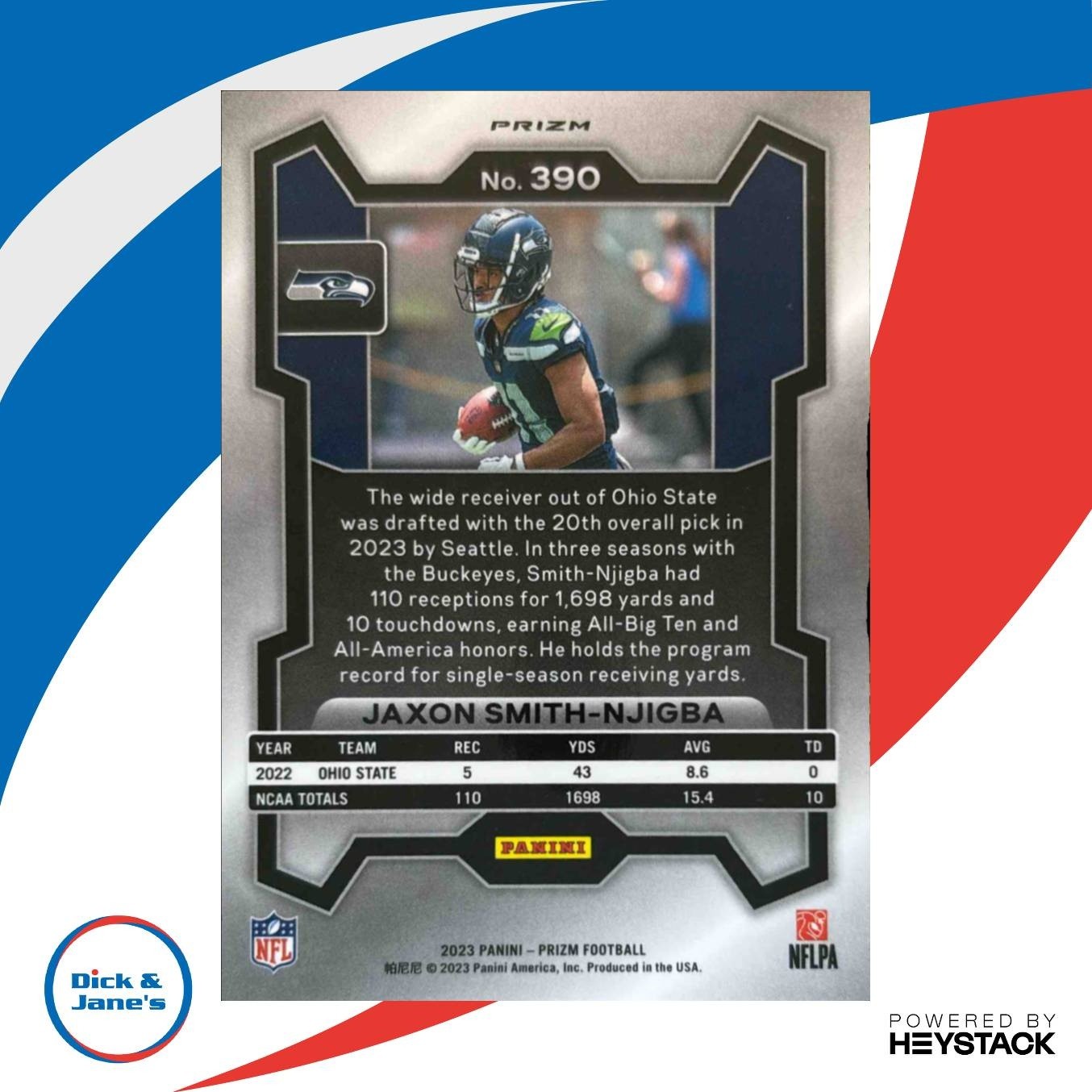 2023 Panini Prizm Jaxon Smith-Njigba Orange Ice #390 RC Seattle Seahawks - Sports Cards