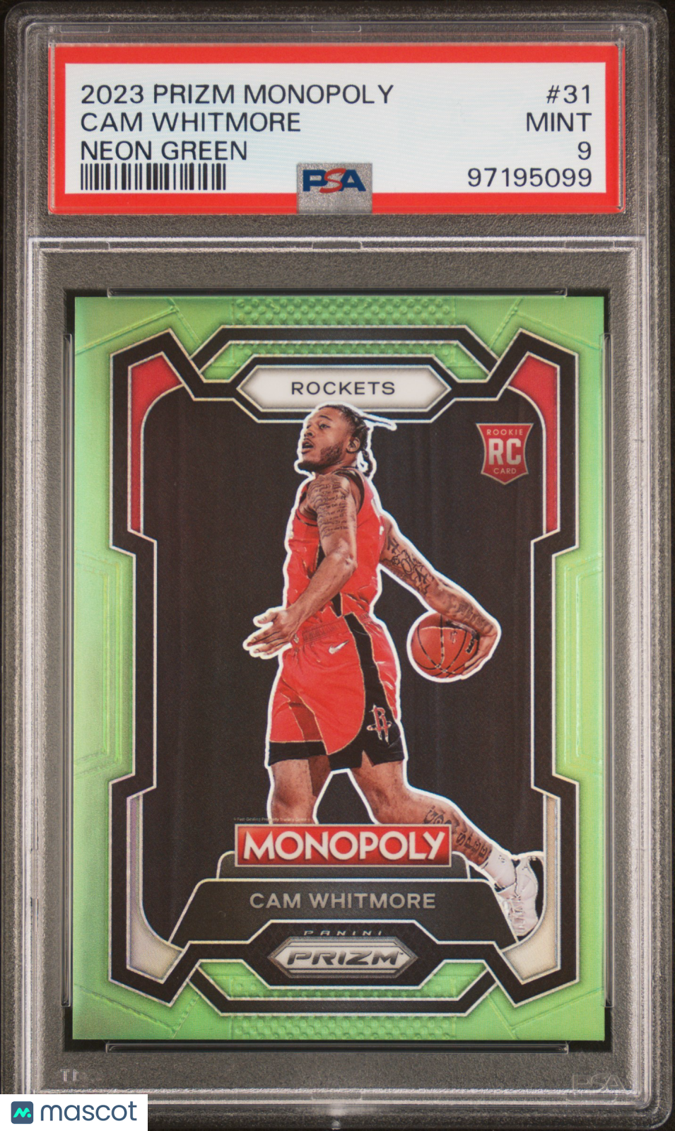 2023 Panini Prizm Monopoly Cam Whitmore Rookie Neon Green /10 #31 PSA 9 - Graded Sports Cards
