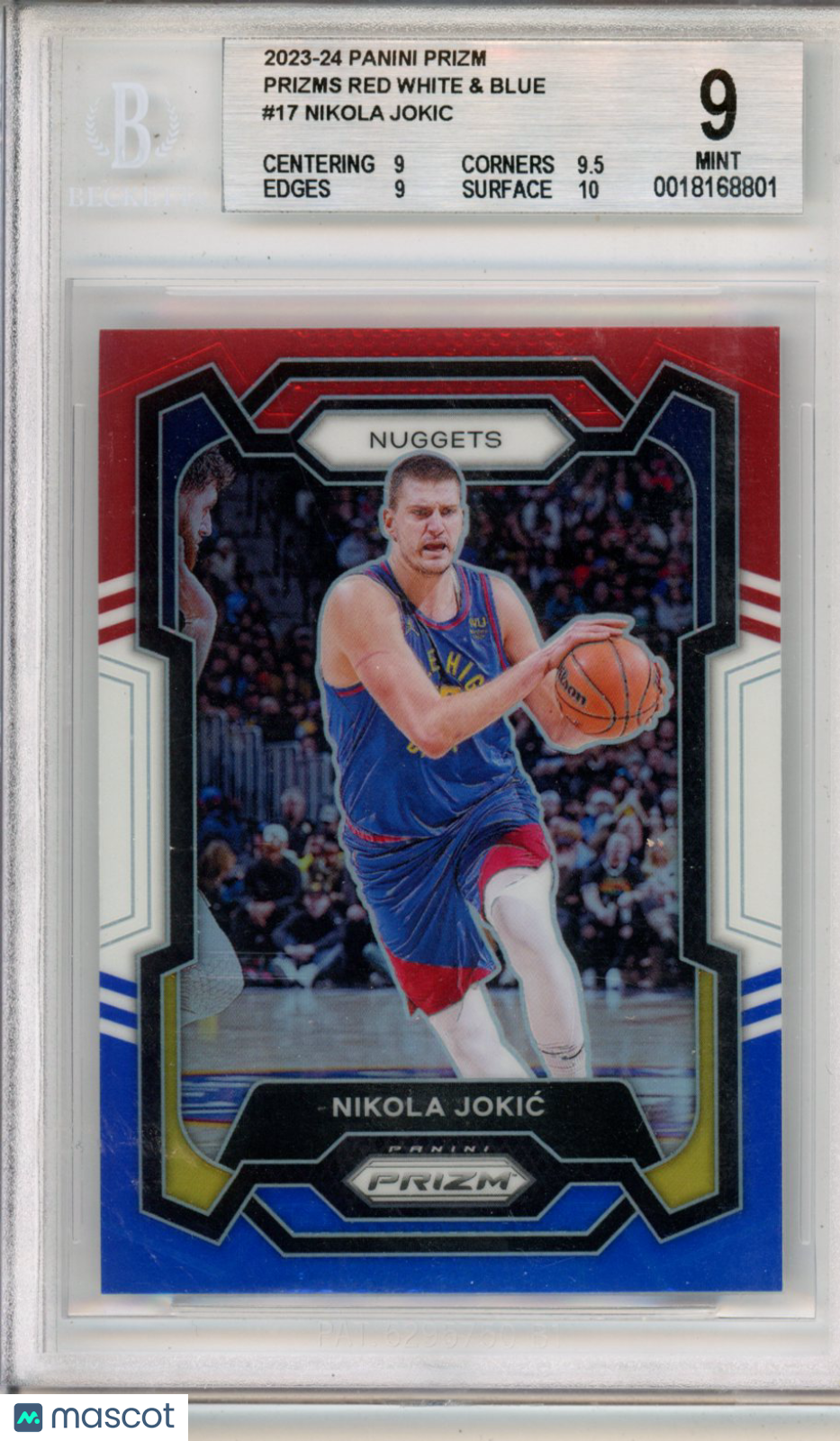 2023 Panini Prizm Nikola Jokic Red White & Blue #17 BGS 9 Denver Nuggets Graded Sports Cards
