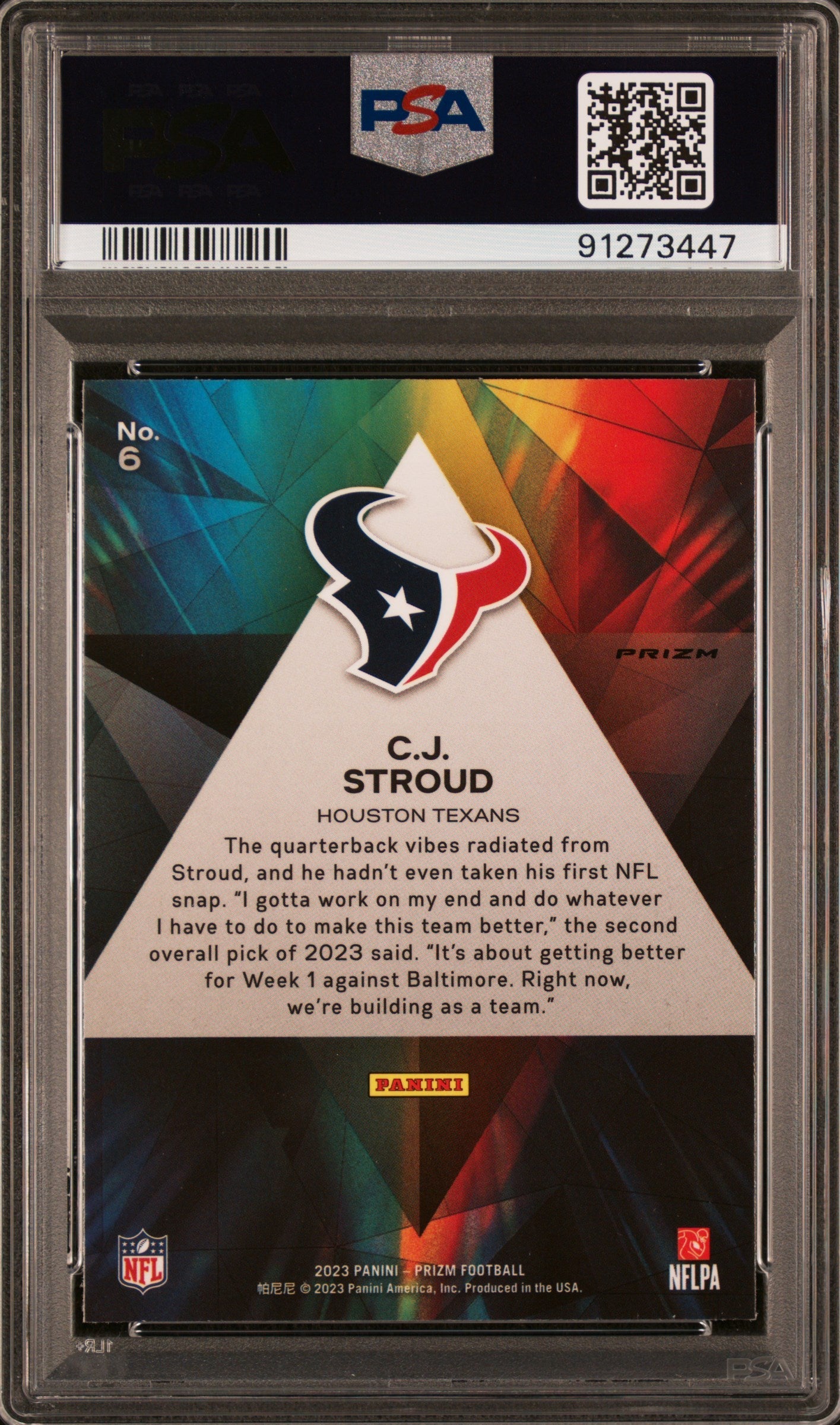 2023 Panini Prizm Prizmatic CJ Stroud Green #6 PSA 10 - Graded Sports Cards