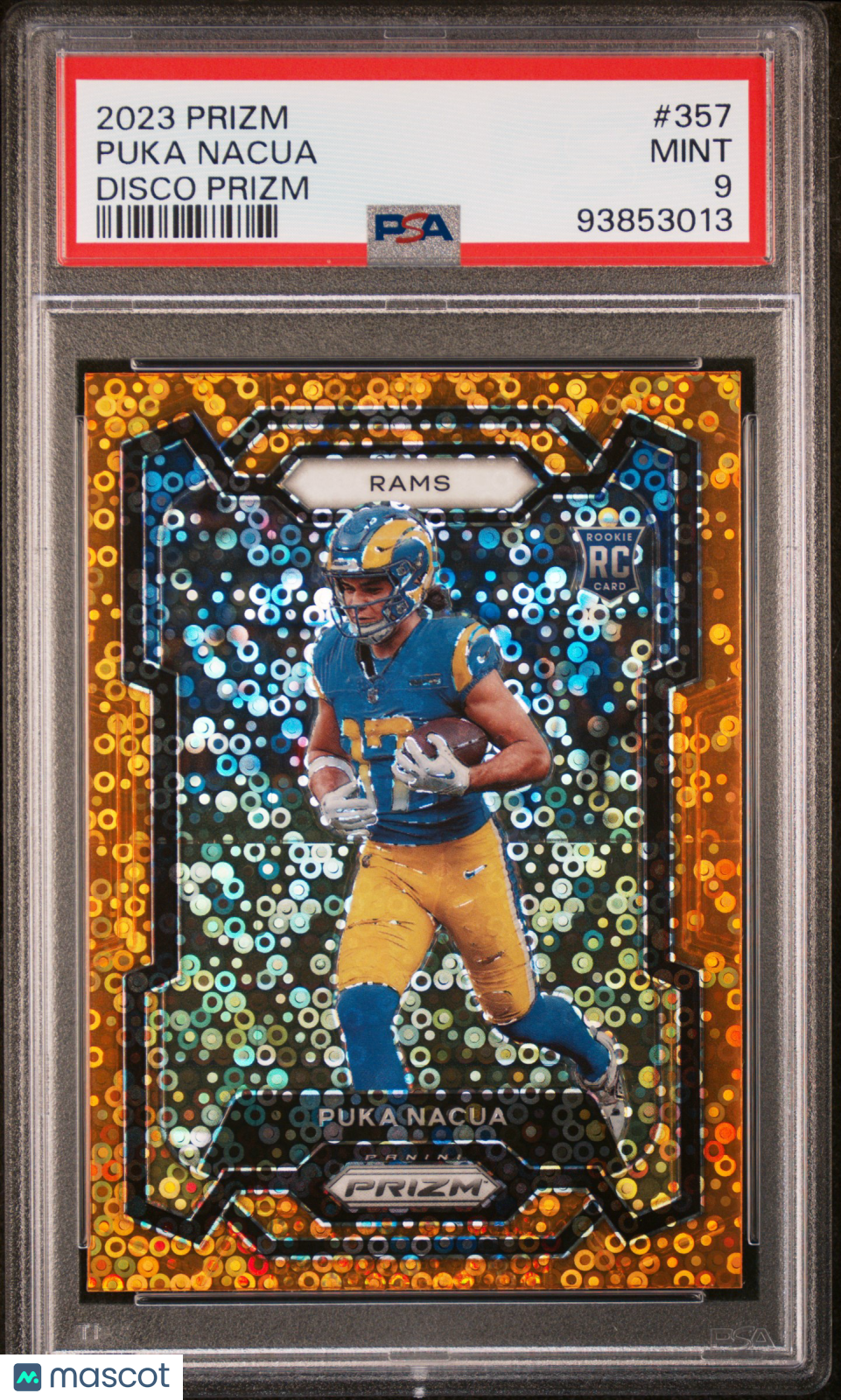 2023 Panini Prizm Puka Nacua Orange Disco Rookie 357 PSA 9 MINT Los Angeles Rams - Graded Sports Cards