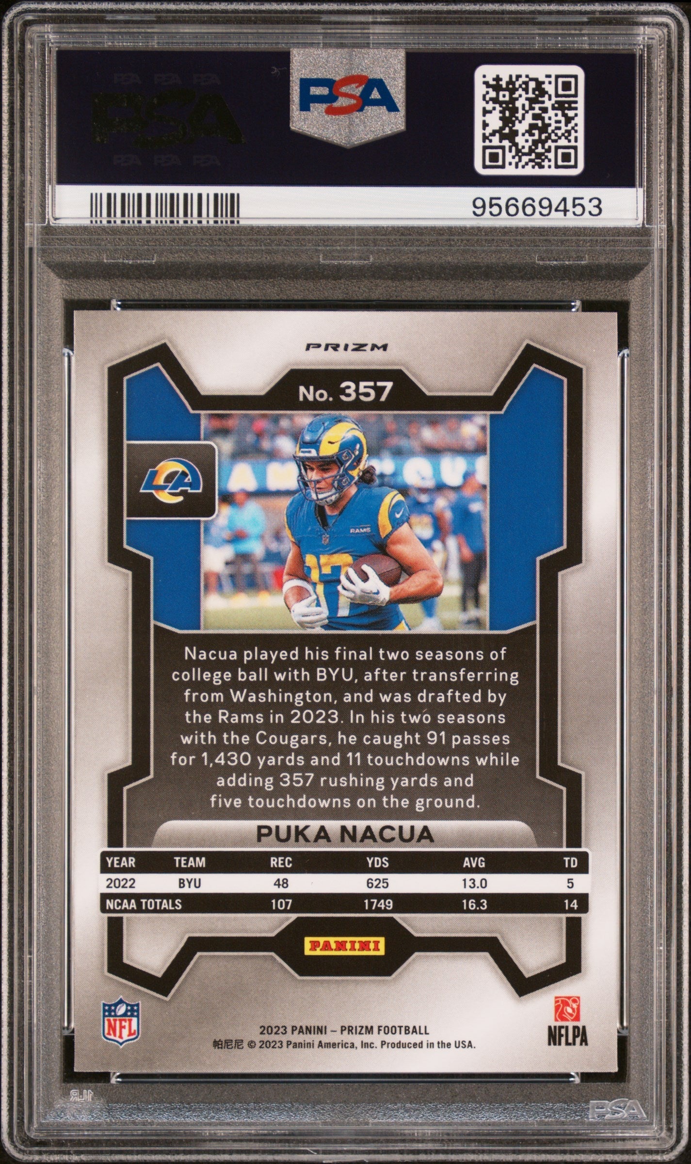 2023 Panini Prizm Puka Nacua Silver #357 PSA 9 - Graded Sports Cards