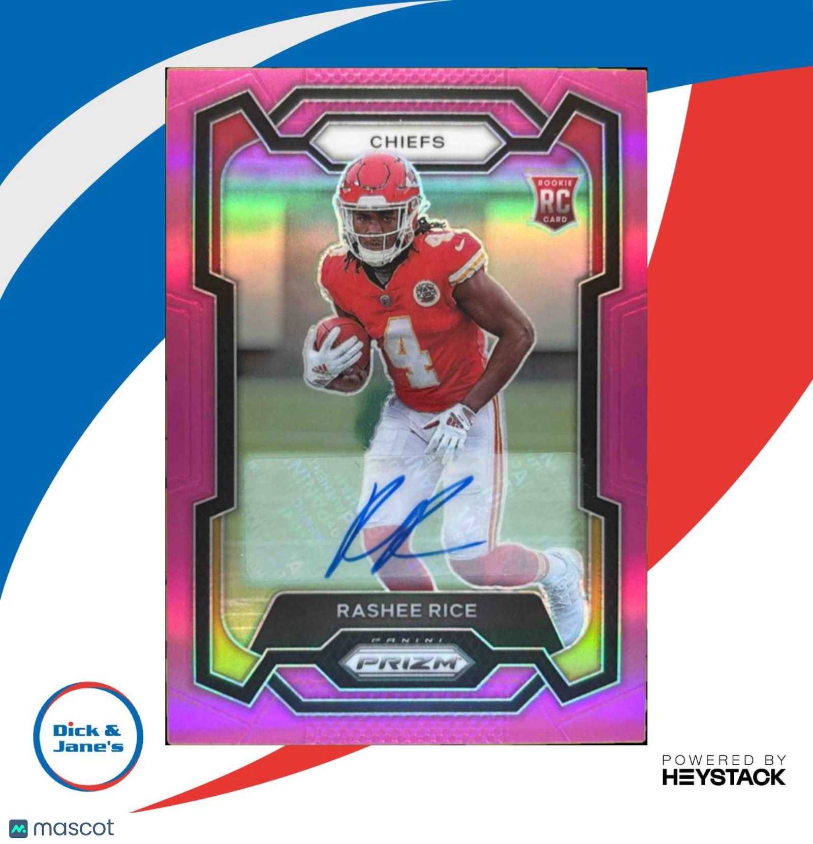 2023 Panini Prizm Rashee Rice Auto Pink #350 RC Kansas City Chiefs - Sports Cards