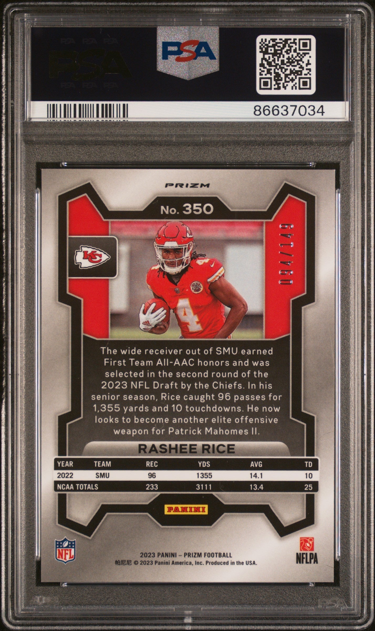 2023 Panini Prizm Rashee Rice Red Wave #350 PSA 10