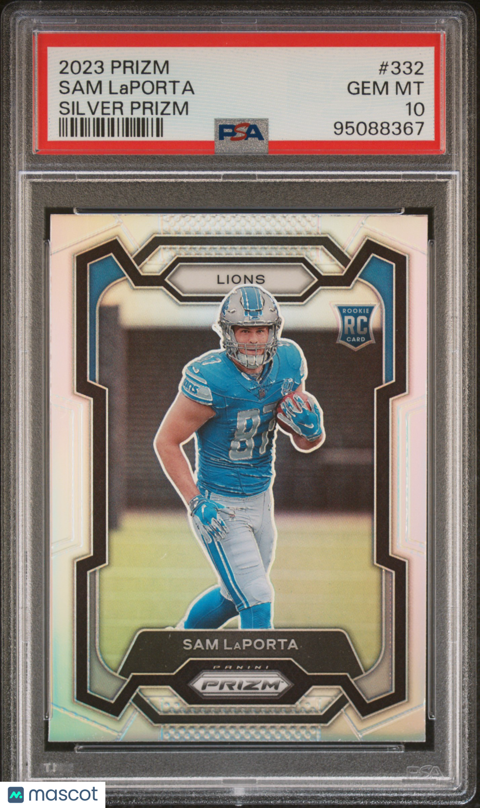 2023 Panini Prizm Sam Laporta Silver Rookie #332 PSA 10 GEM MINT Detroit Lions - Graded Sports Cards