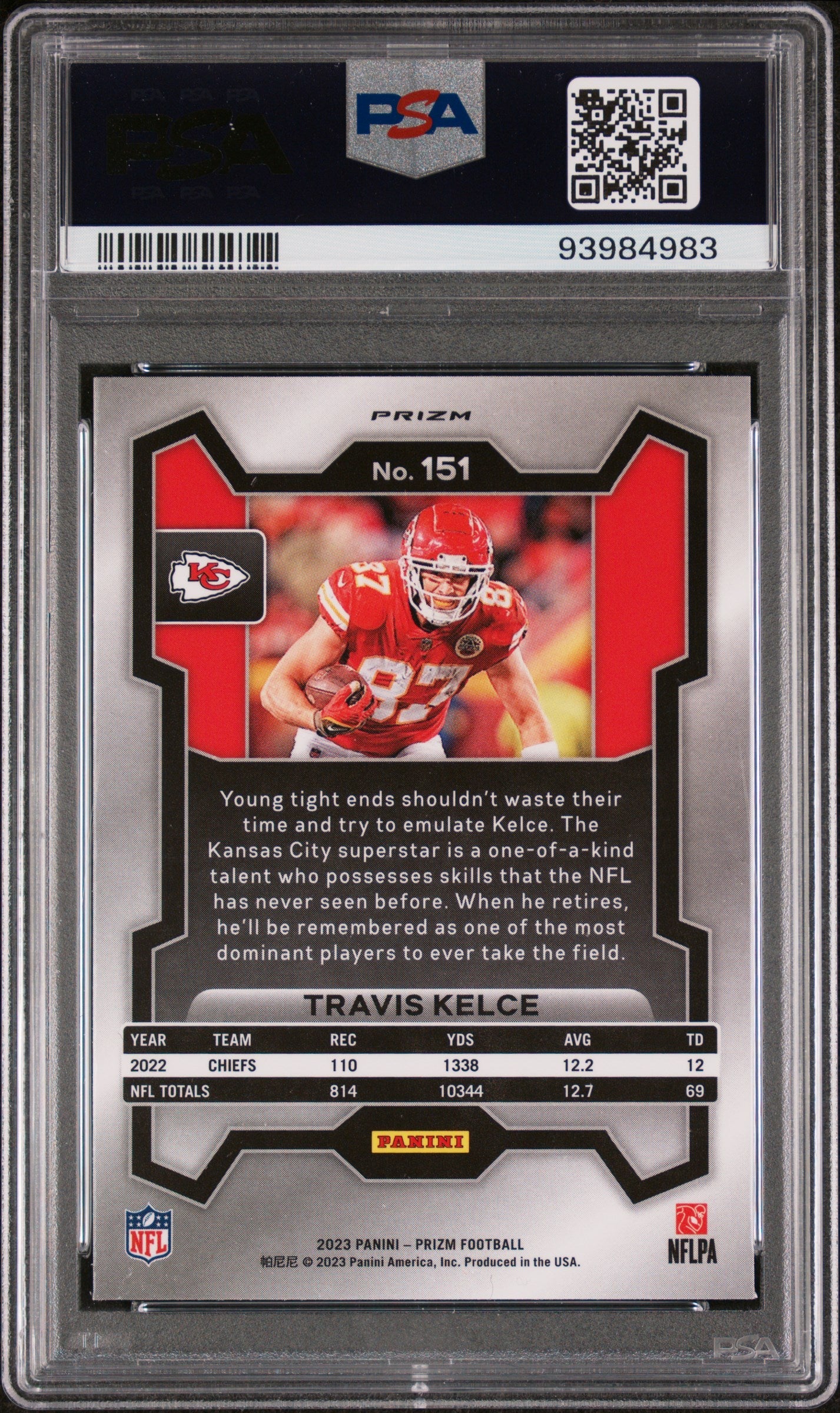 2023 Panini Prizm Travis Kelce Silver Prizm #151 PSA 10 GEM MINT - Graded Sports Cards