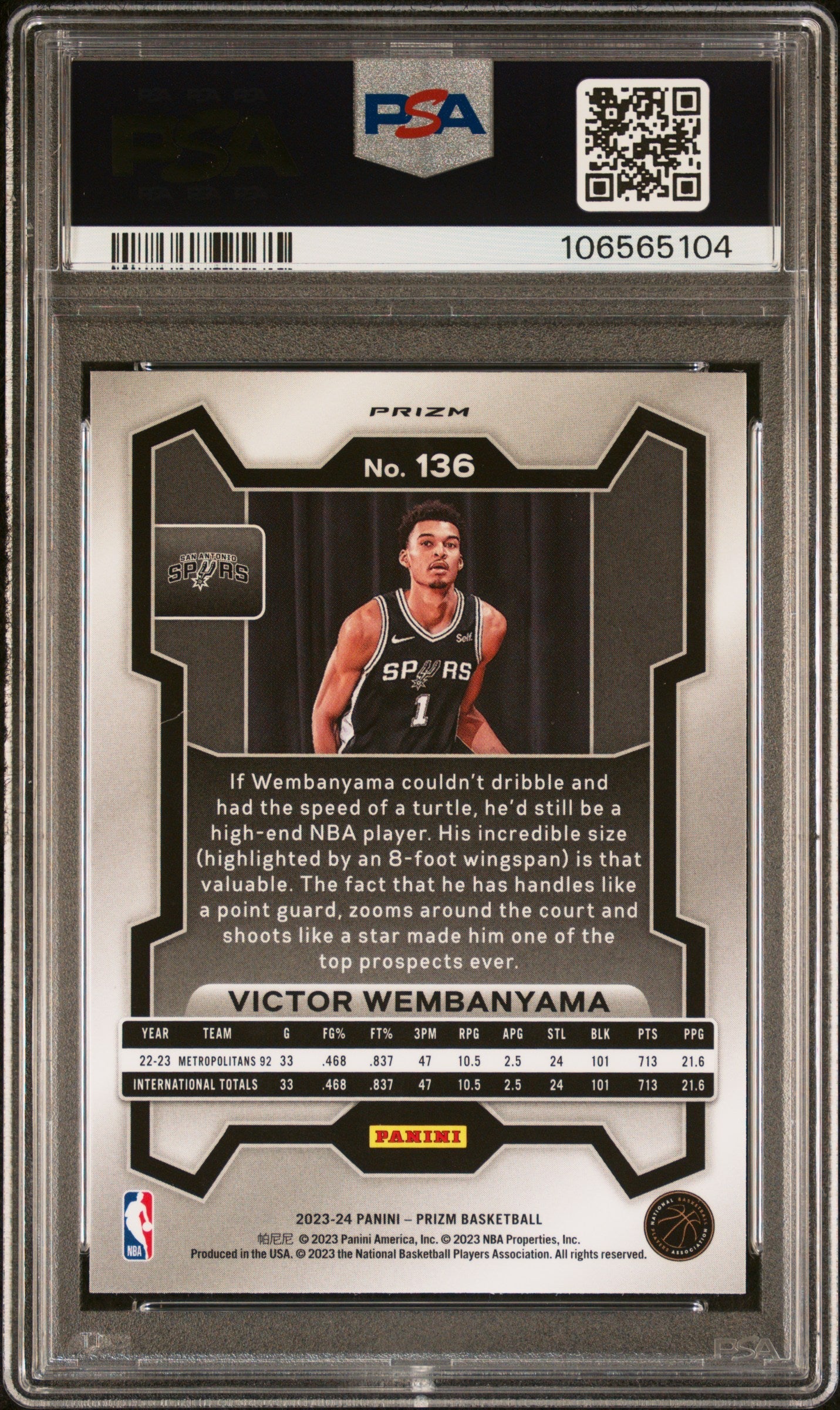 2023 Panini Prizm Victor Wembanyama Orange Ice Rookie #136 PSA 9 MINT - Graded Sports Cards