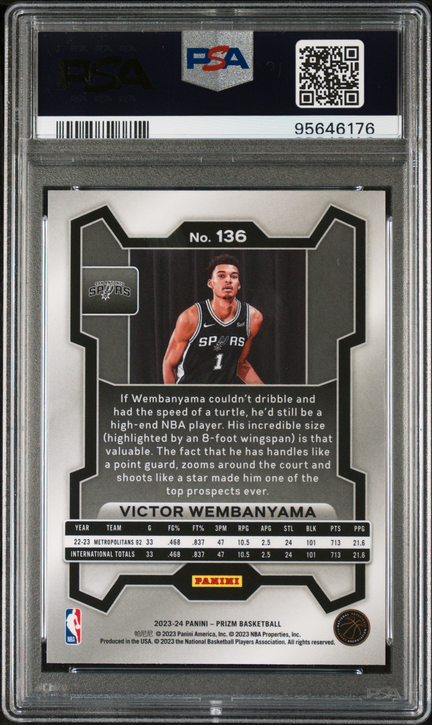 2023 Panini Prizm Victor Wembanyama Rookie PSA 10 GEM MINT San Antonio Spurs - Graded Sports Cards