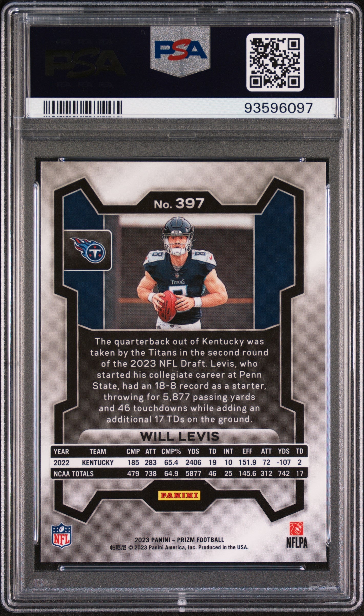 2023 Panini Prizm Will Levis #397 PSA 10 GEM MINT Rookie Tennessee Titans - Graded Sports Cards