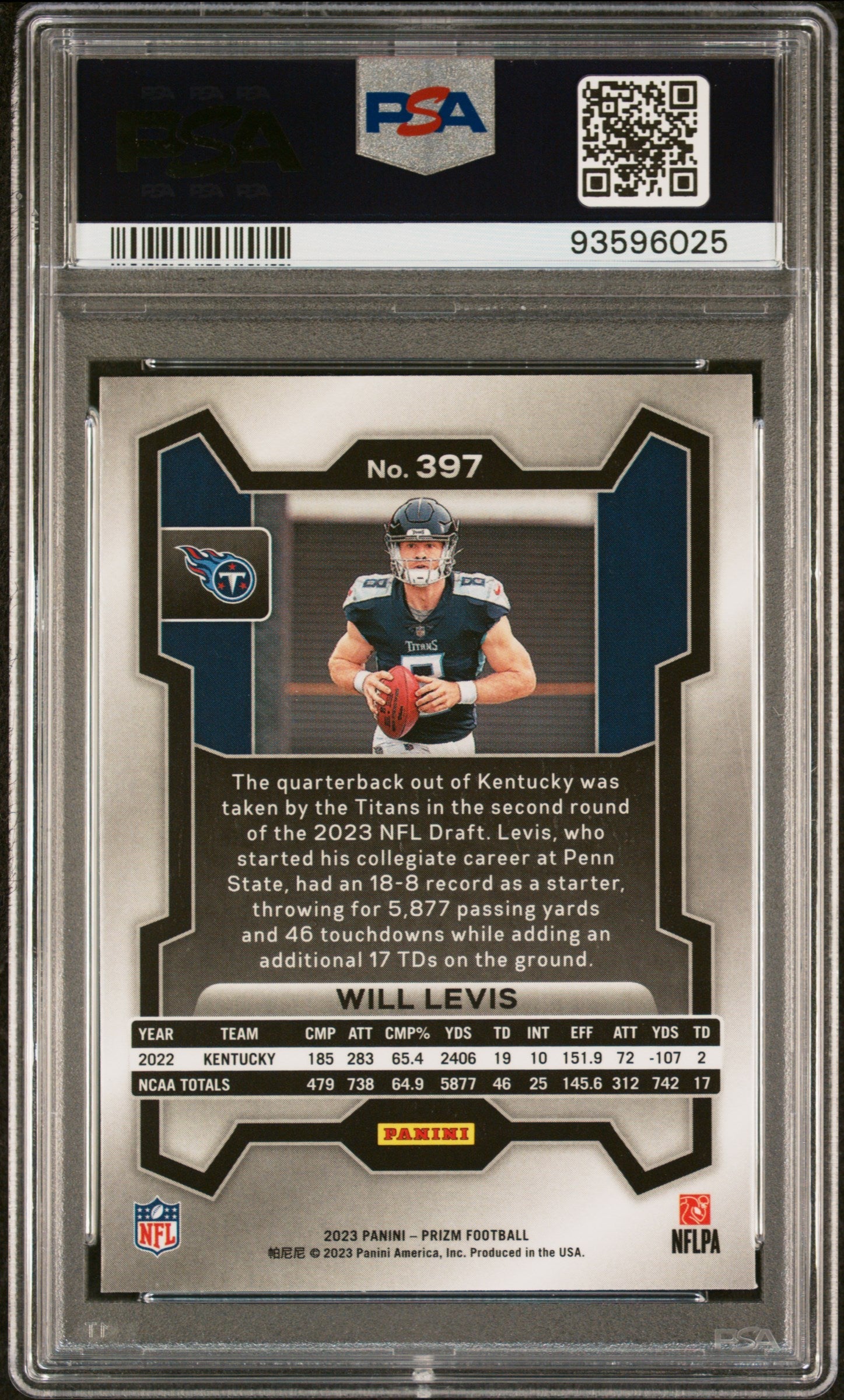 2023 Panini Prizm Will Levis #397 PSA 10 - Graded Sports Cards