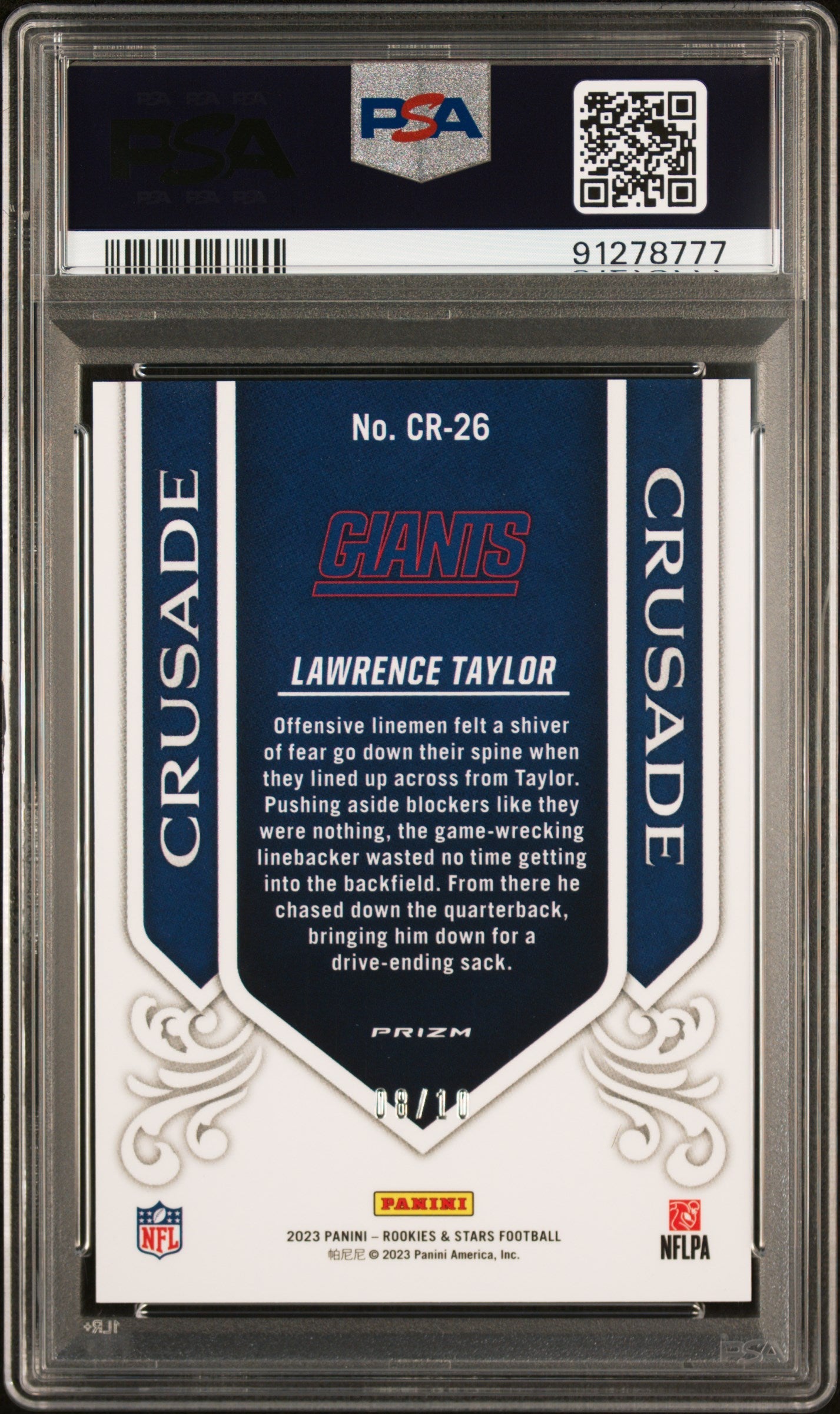 2023 Panini Rookies & Stars Crusade Lawrence Taylor Gold #CR26 PSA 10 8/10 - Graded Sports Cards