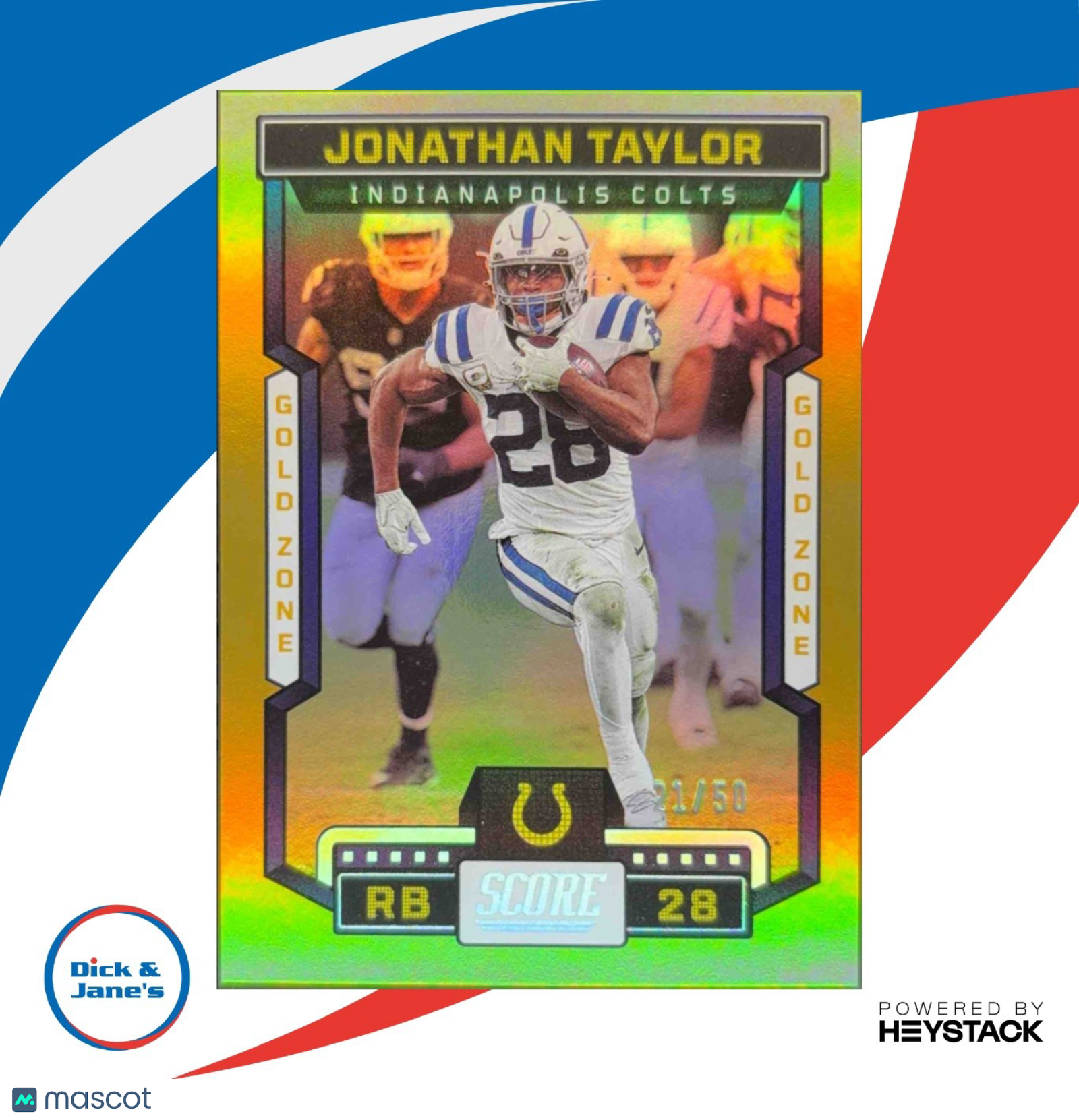 2023 Panini Score Jonathan Taylor Gold Zone /50 #9 Indianapolis Colts - Sports Cards