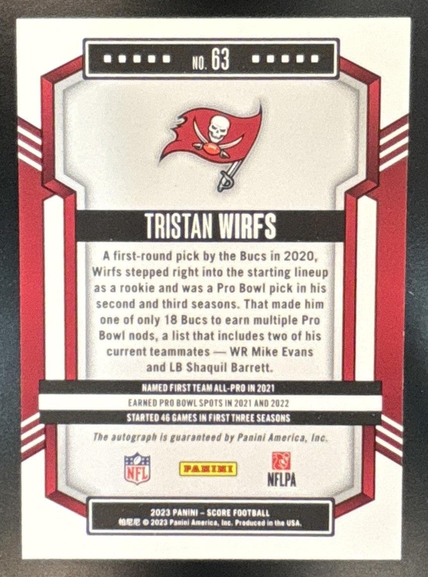 2023 Panini Score Tristan Wirfs Signatures #63 Auto Tampa Bay Buccaneers - Sports Cards