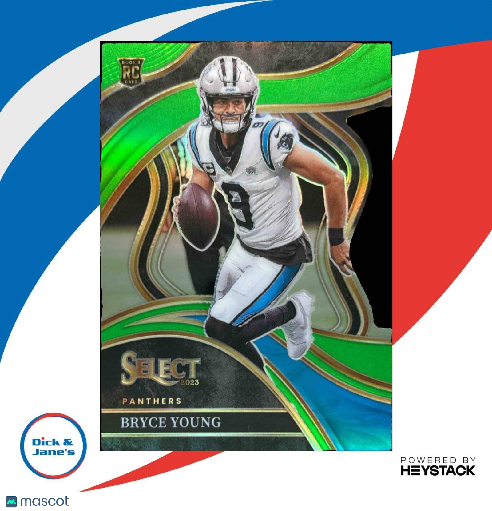 2023 Panini Select Bryce Young Neon Green Prizms Die Cut /499 #291 RC Panthers - Sports Cards