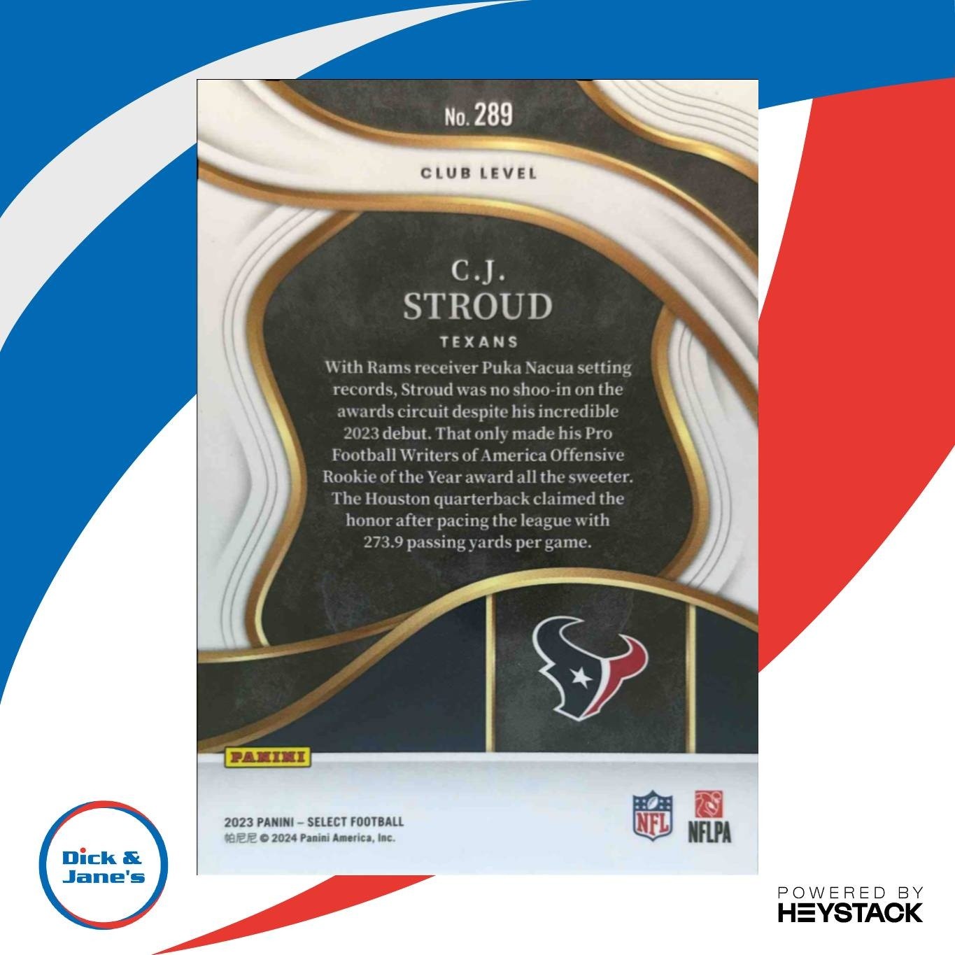 2023 Panini Select C.J. Stroud #289 Club RC Houston Texans - Sports Cards