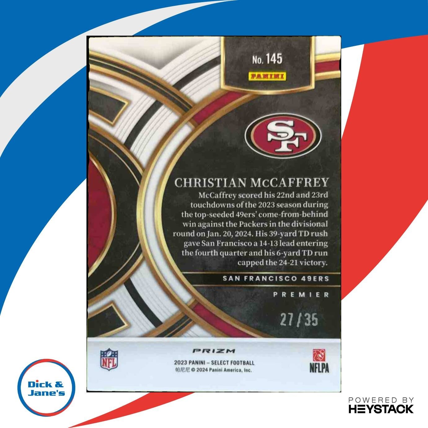 2023 Panini Select Christian McCaffrey White /35 #145 San Francisco 49ers - Sports Cards