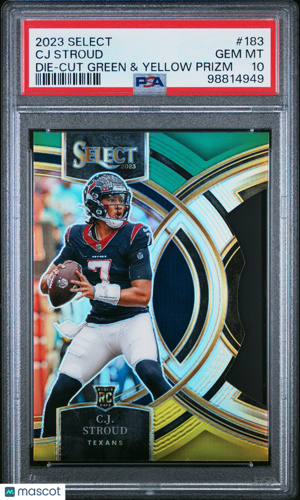 2023 Panini Select CJ Stroud Die Cut Green & Yellow Prizm #183 PSA 10 - Graded Sports Cards