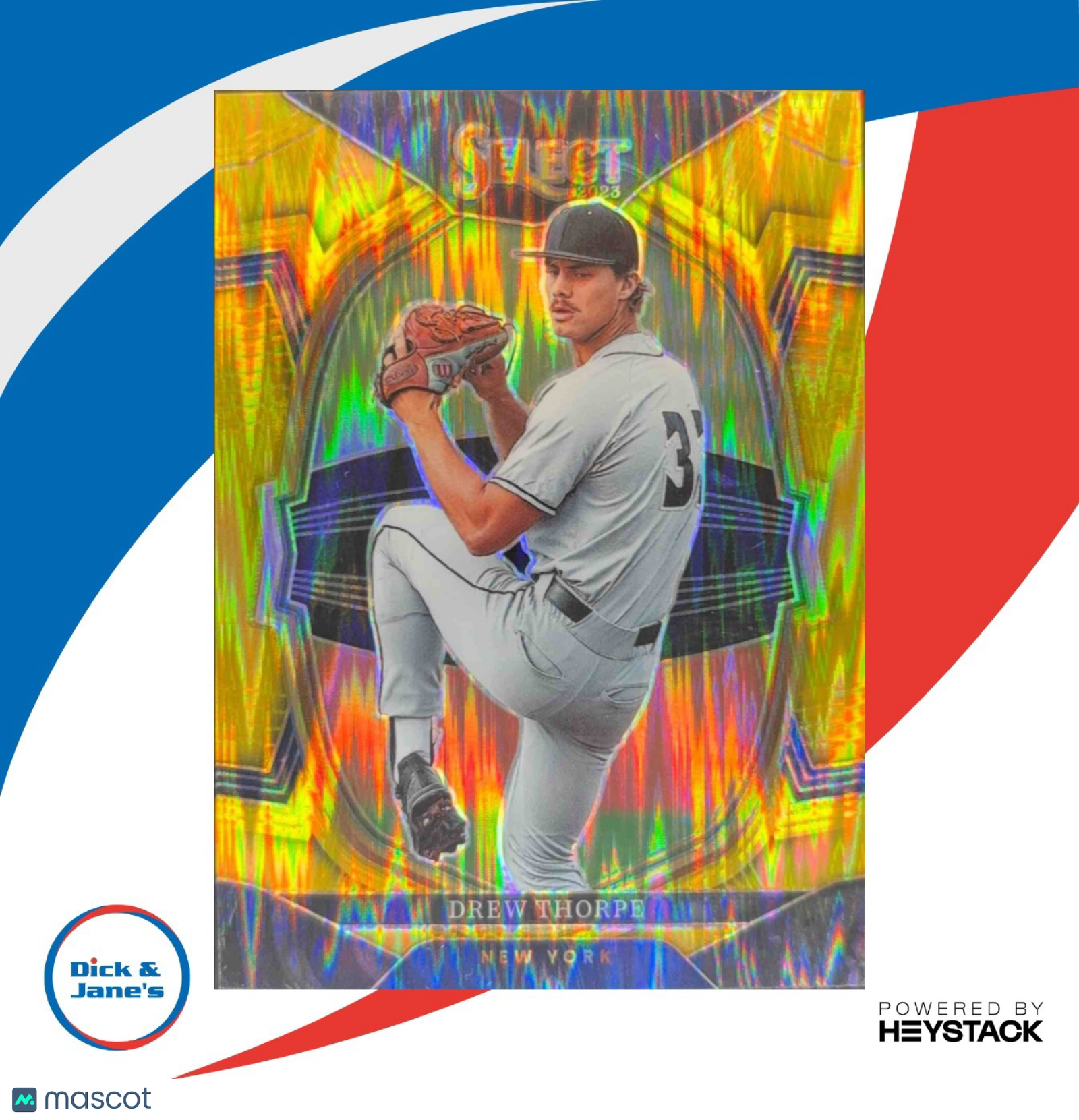 2023 Panini Select Drew Thorpe Gold Flash Prizm 1/10 Concourse New York Yankees - Sports Cards